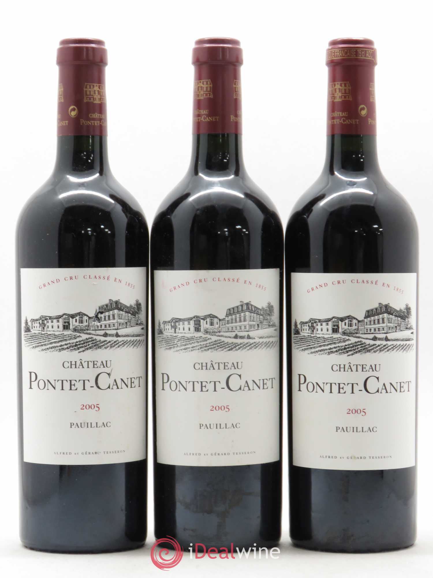 Château Pontet Canet 5ème Grand Cru Classé 2005 - Lot de 3 bouteilles - 0
