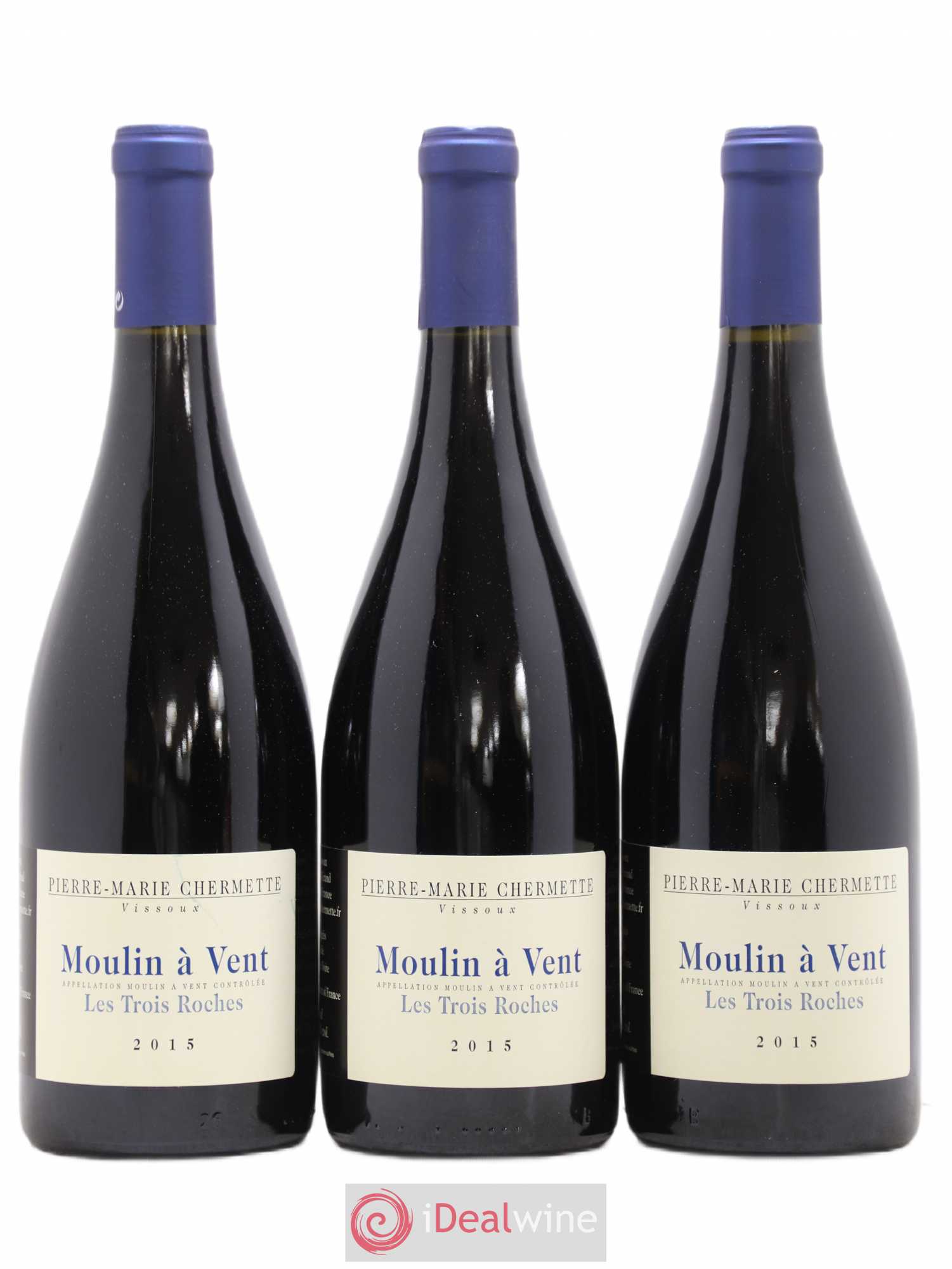 Moulin-à-Vent Les Trois Roches Domaine du Vissoux - P-M. Chermette 2015 - Lot de 3 bouteilles - 0
