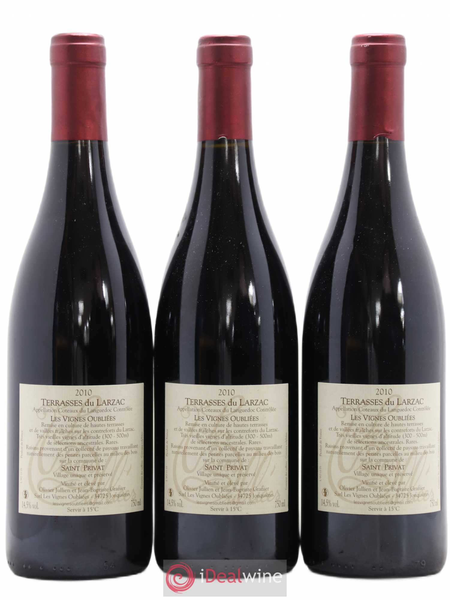 Terrasses du Larzac Les Vignes Oubliées Jean-Baptiste Granier (sans prix de réserve) 2010 - Lot de 3 bouteilles - 1