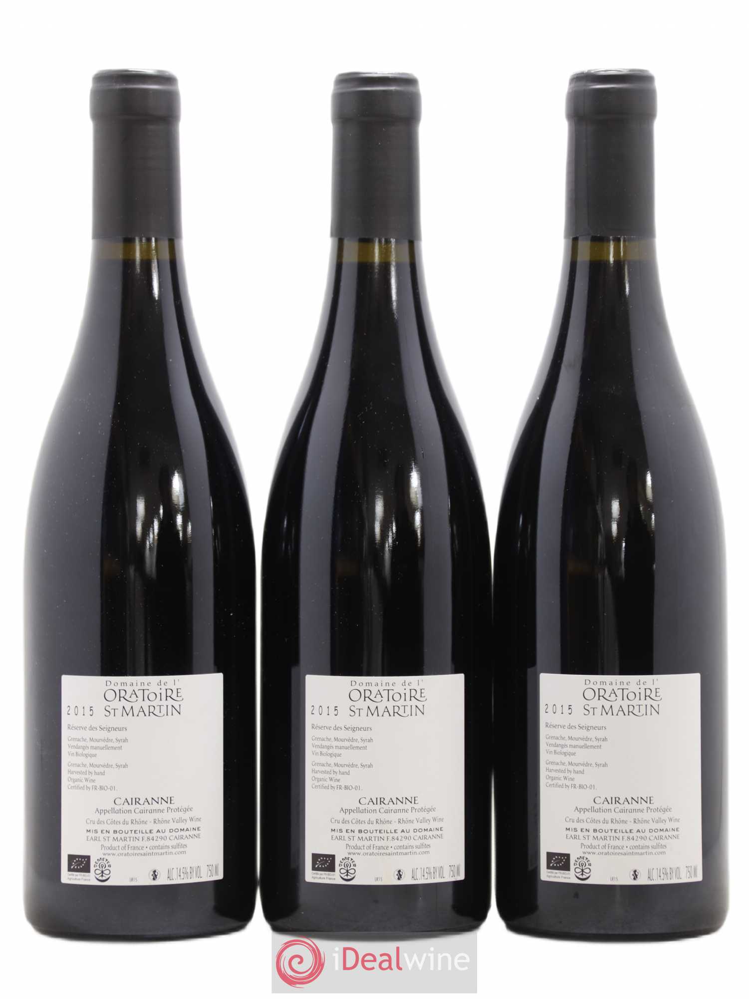 Cairanne Réserve des Seigneurs Oratoire Saint-Martin - Frédéric et François Alary (sans prix de réserve) 2015 - Lot de 3 bouteilles - 1