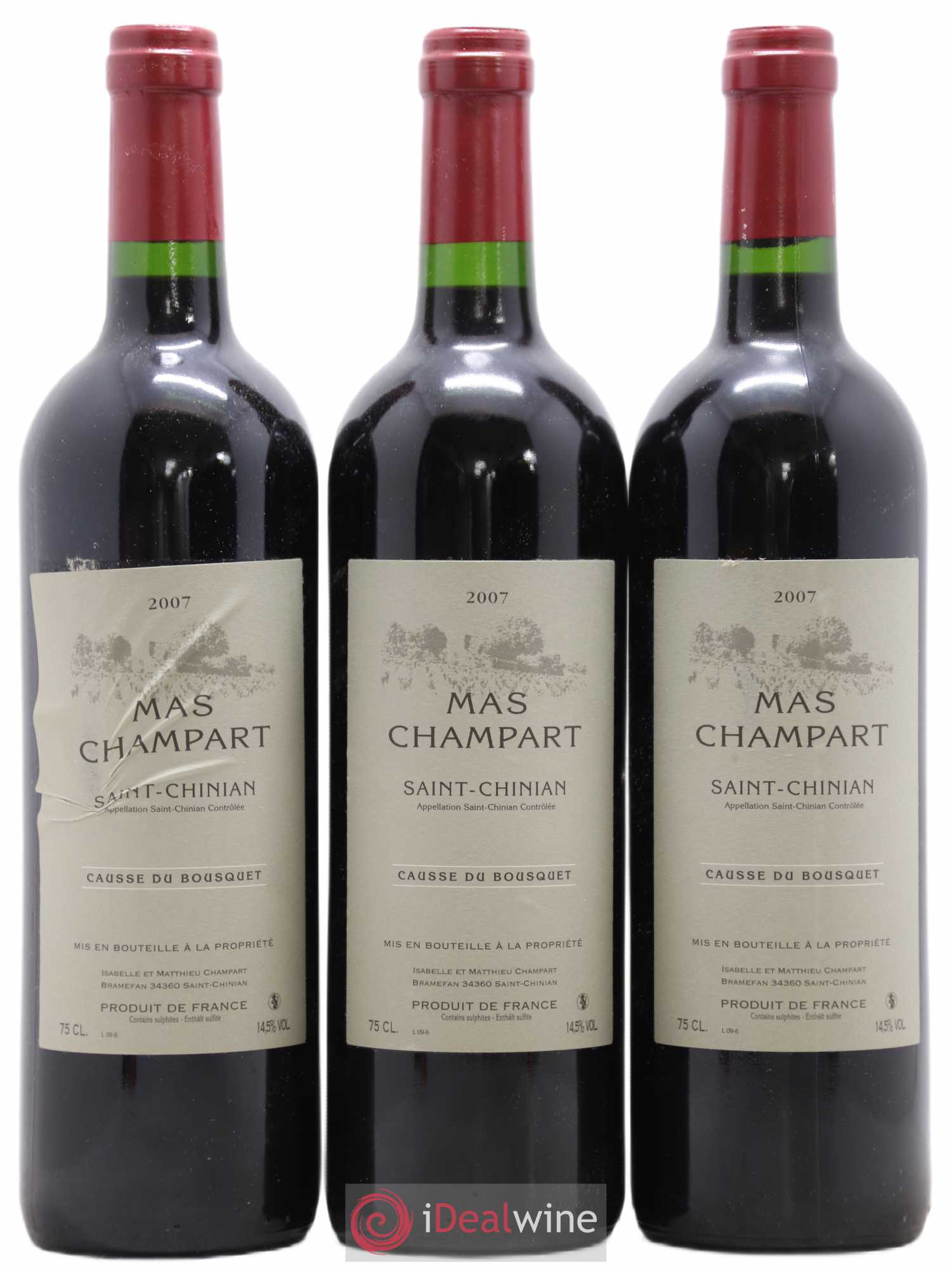 Saint-Chinian Mas Champart Causse du Bousquet Isabelle et Mathieu Champart (sans prix de réserve) 2007 - Lot de 3 bouteilles - 0