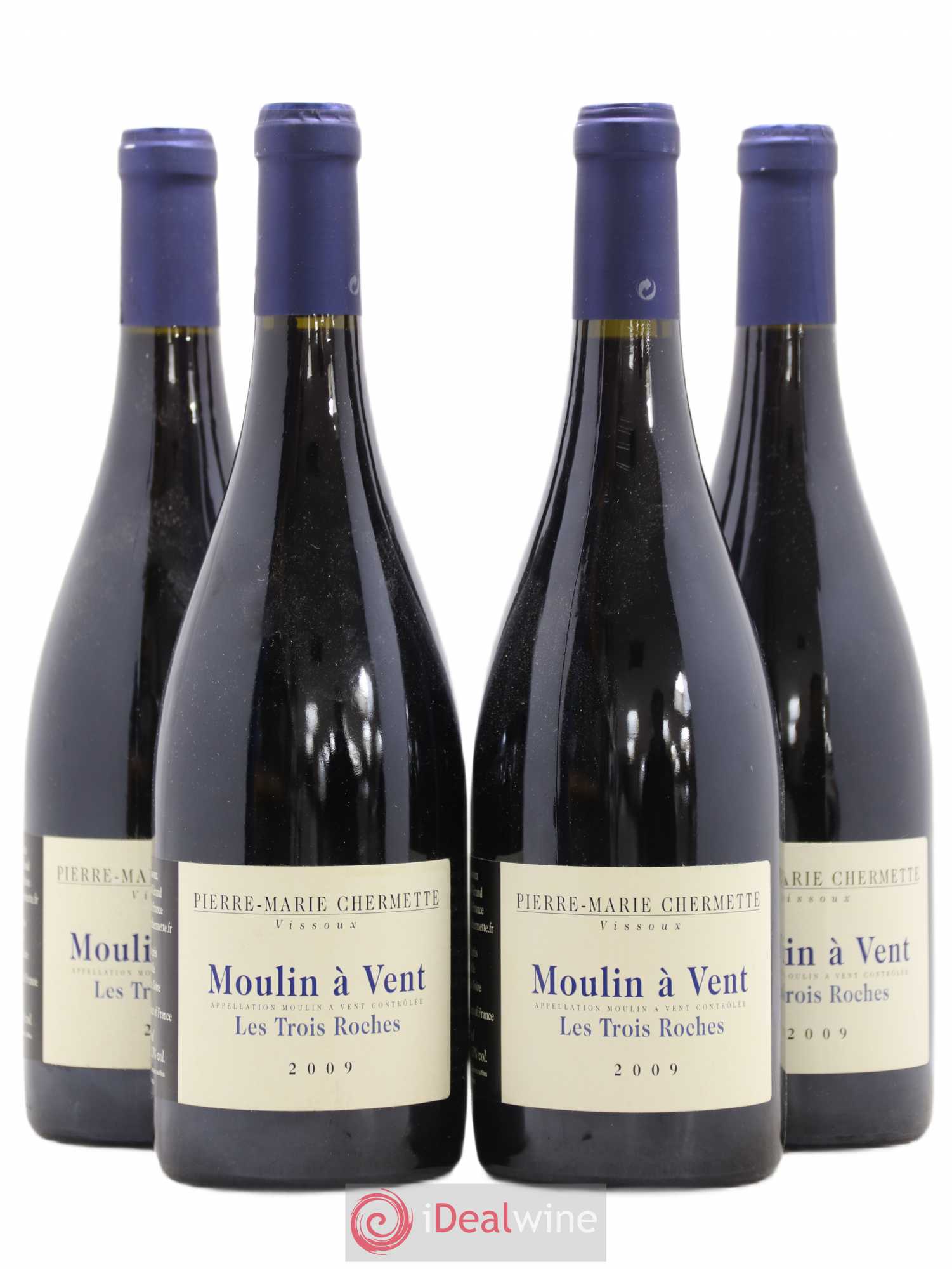 Moulin-à-Vent Les Trois Roches Domaine du Vissoux - P-M. Chermette 2009 - Lot de 4 bouteilles - 0