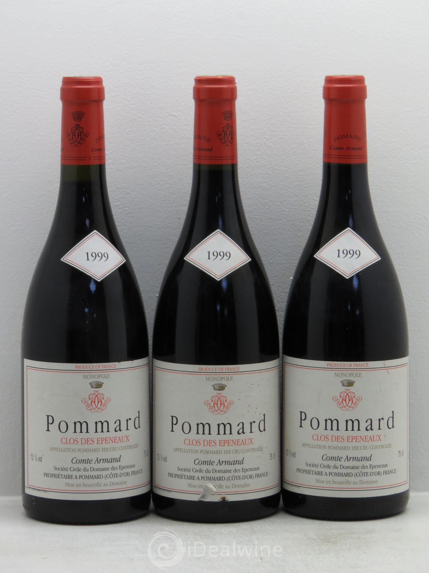 Pommard 1er Cru Clos des Epeneaux Comte Armand 1999 - Lot de 3 bouteilles - 0