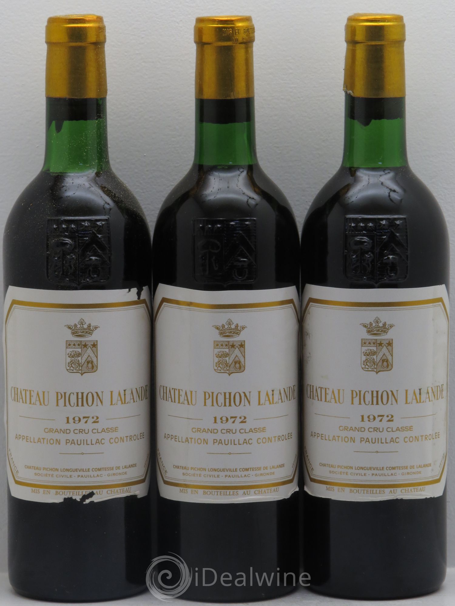 Château Pichon Longueville Comtesse de Lalande 2ème Grand Cru Classé 1972 - Lot de 3 bouteilles - 0