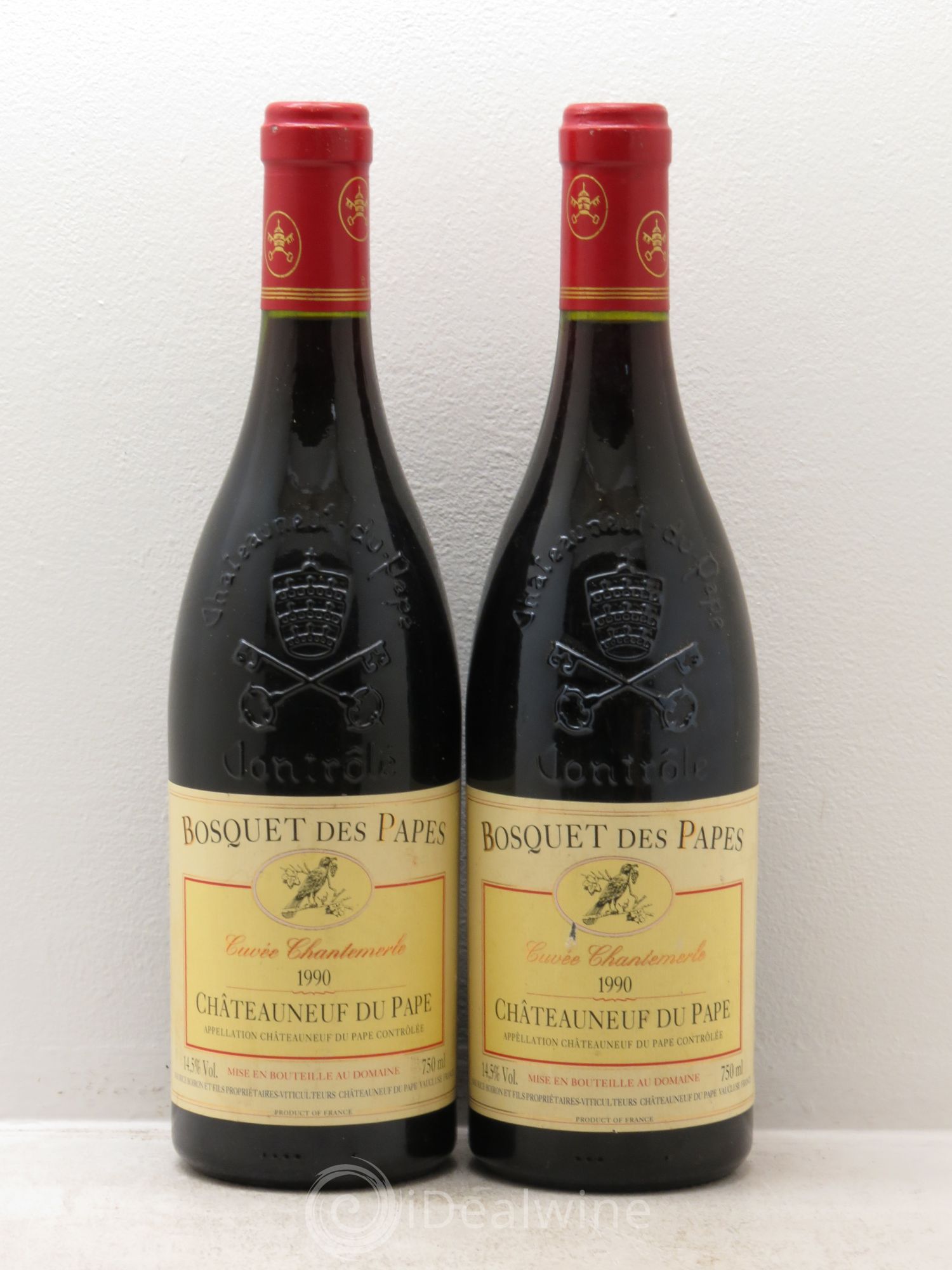 Châteauneuf-du-Pape Bosquet des Papes Chante Le Merle Vieilles Vignes Famille Boiron 1990 - Lot de 2 bouteilles - 0