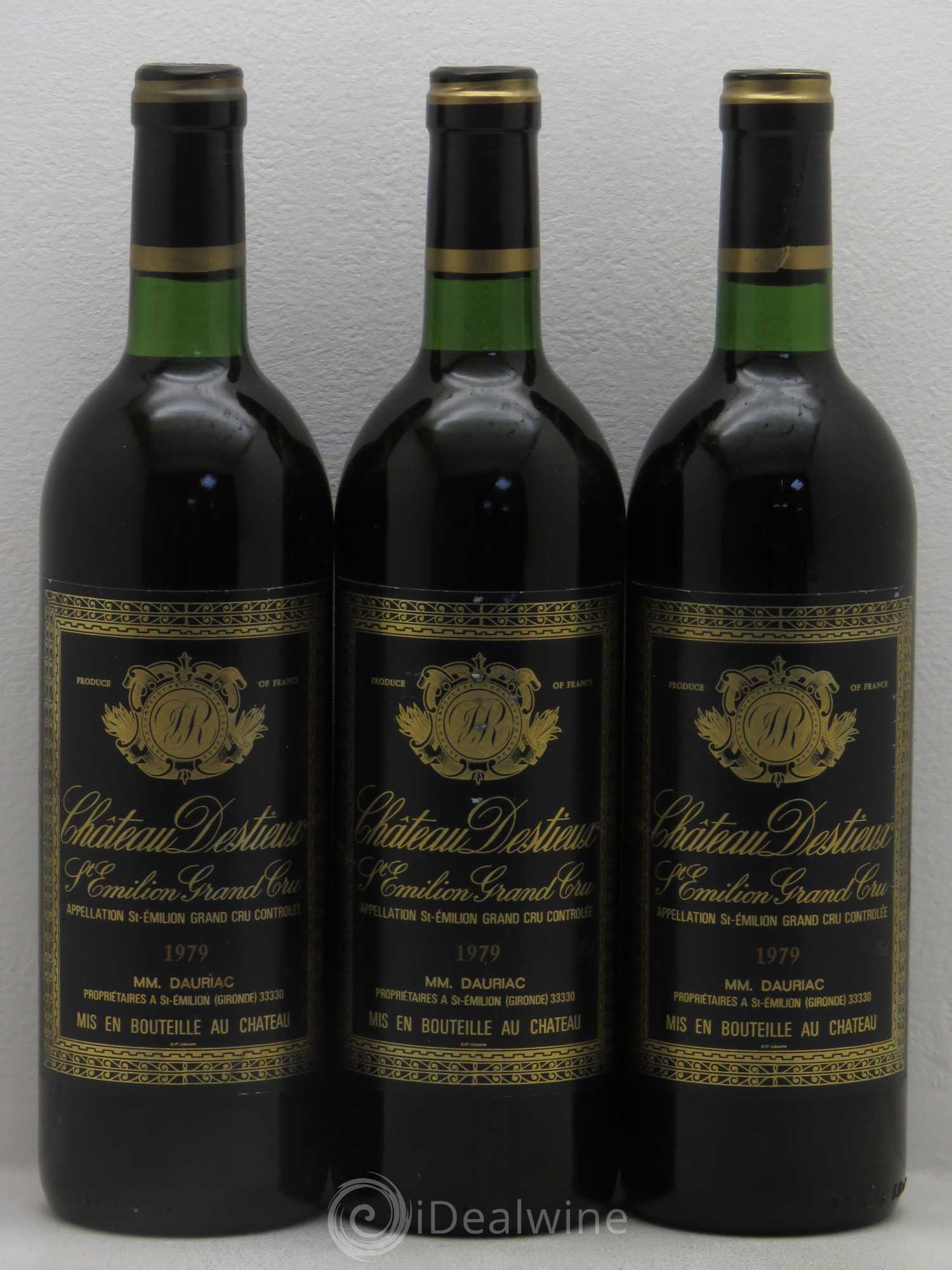 Château Destieux Grand Cru Classé 1979 - Lot de 3 bouteilles - 0