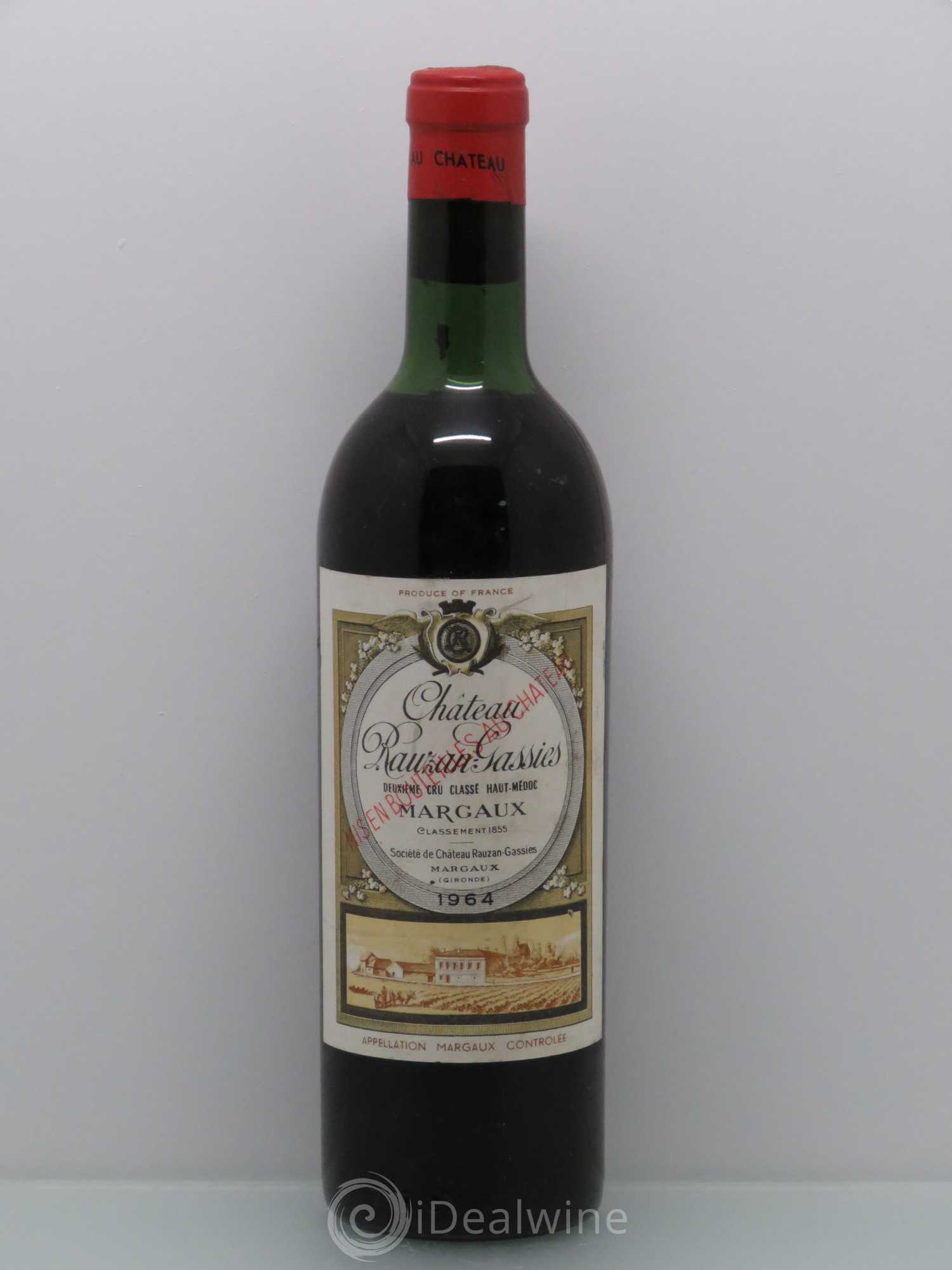 Château Rauzan-Gassies 2ème Grand Cru Classé 1964 - Lot de 1 bouteille - 0