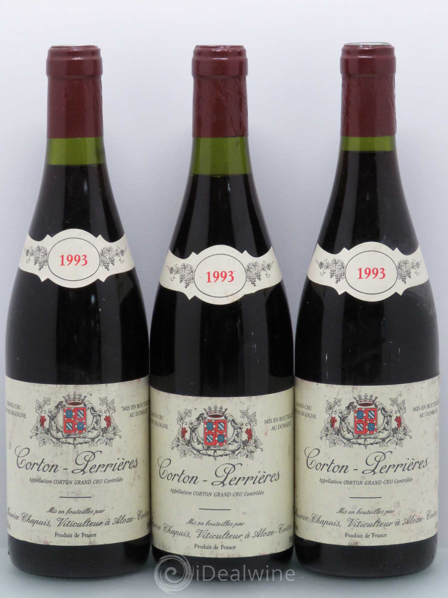 Corton Grand Cru Perrieres Chapuis 1993 - Lot de 3 bouteilles - 0