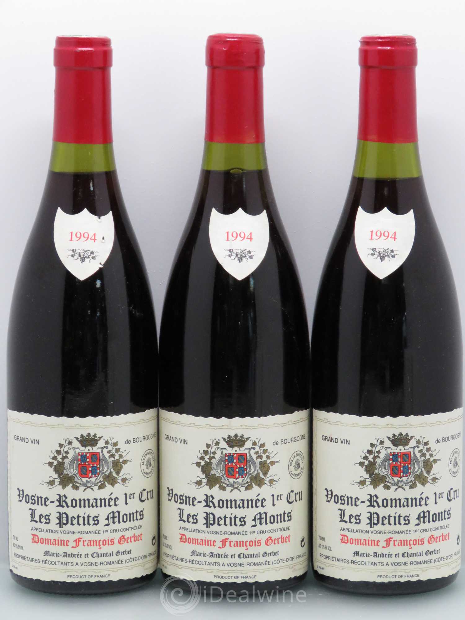 Vosne-Romanée 1er Cru Les Petits Monts F.Gerbet 1994 - Posten von 3 Flaschen - 0