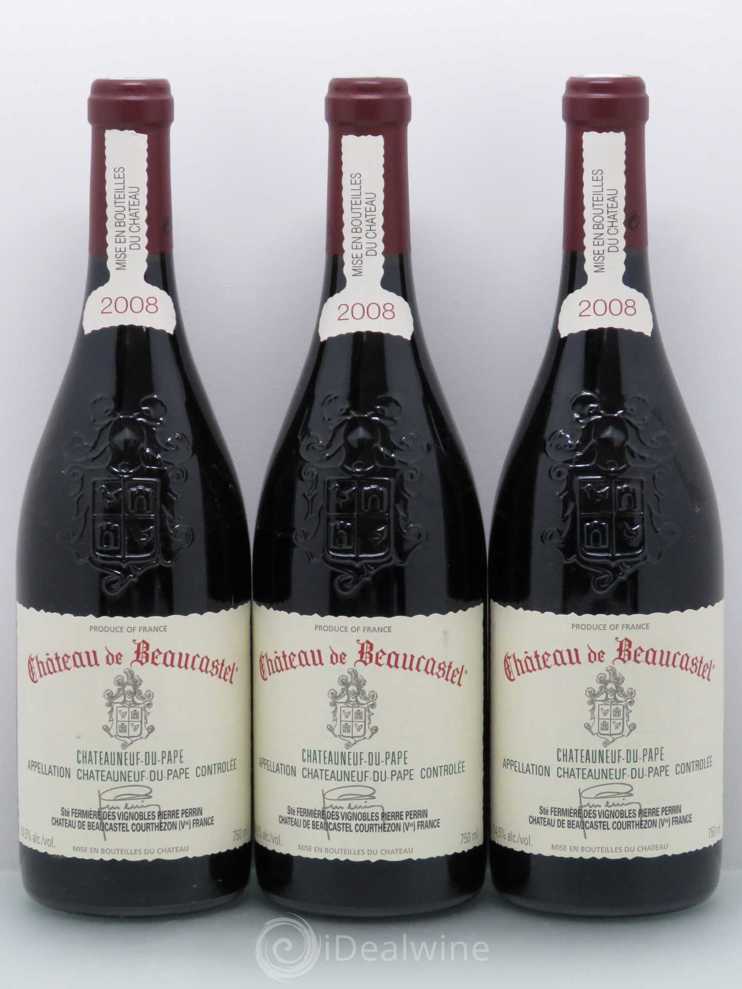 Châteauneuf-du-Pape Château de Beaucastel Famille Perrin 2008 - Lot de 3 bouteilles - 0