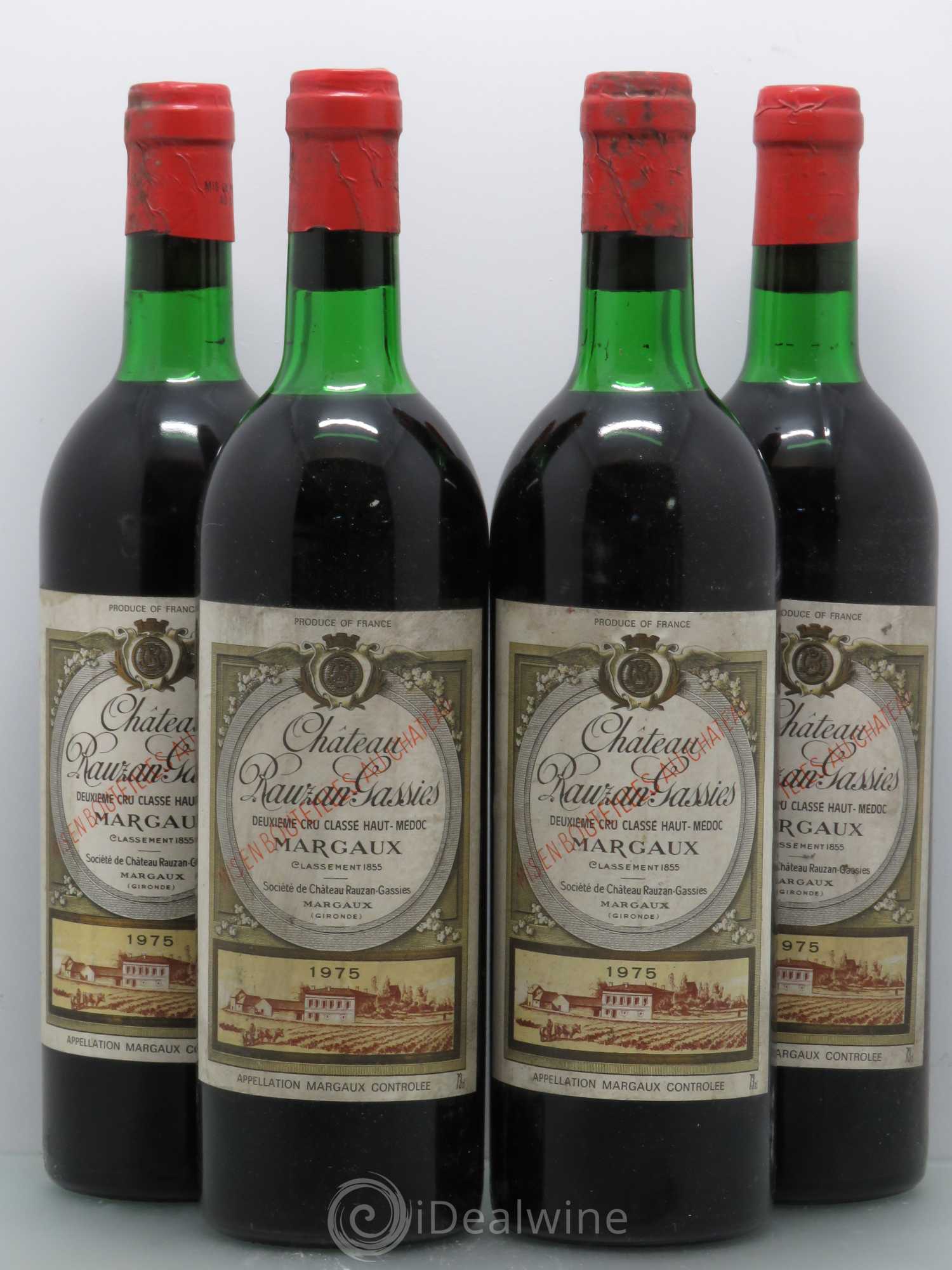 Château Rauzan-Gassies 2ème Grand Cru Classé 1975 - Lot de 4 bouteilles - 0