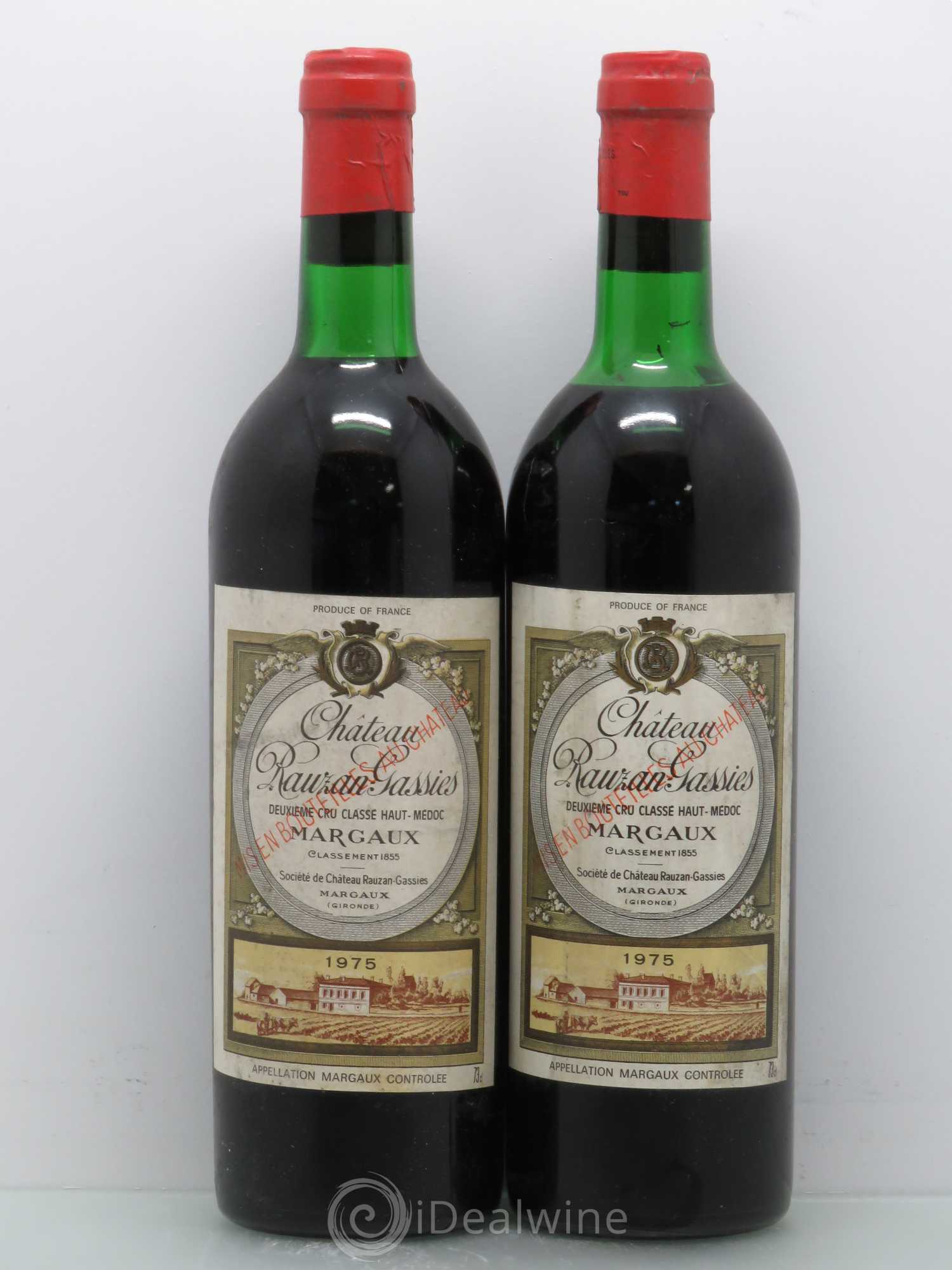 Château Rauzan-Gassies 2ème Grand Cru Classé 1975 - Lot de 2 bouteilles - 0