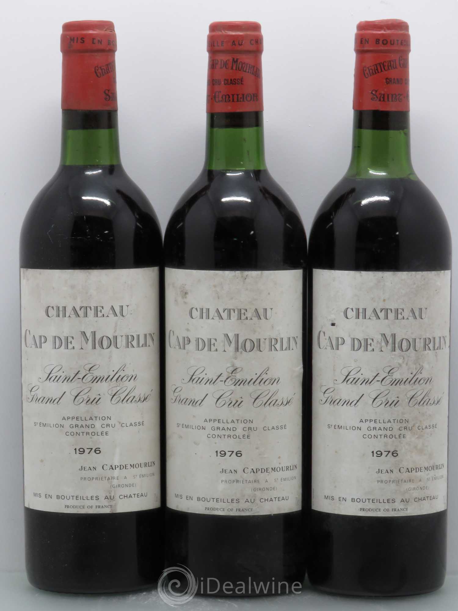Château Cap de Mourlin Grand Cru Classé 1976 - Lot de 3 bouteilles - 0