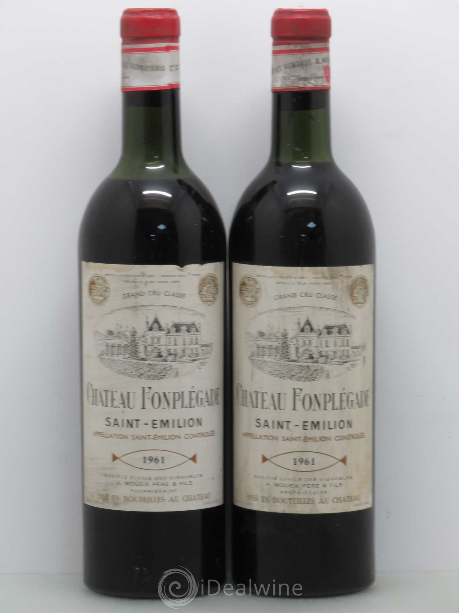 Château Fonplegade Grand Cru Classé 1961 - Lot de 2 bouteilles - 0