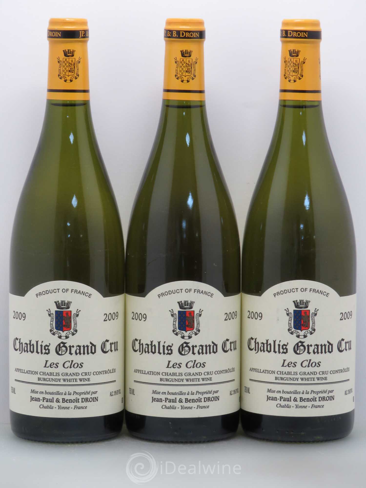 Chablis Grand Cru Les Clos Jean-Paul & Benoît Droin (Domaine) 2009 - Lot de 3 bouteilles - 0