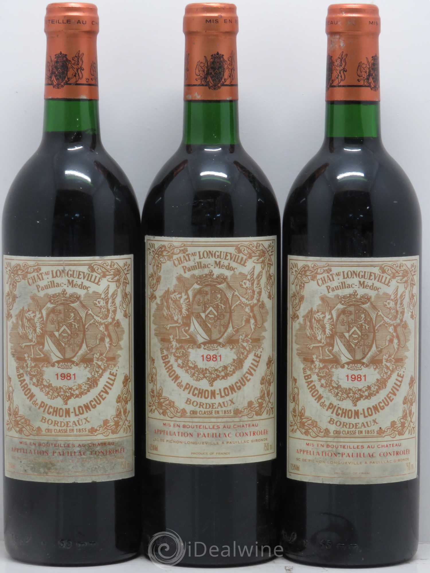 Pichon Longueville Baron 2ème Grand Cru Classé 1981 - Lot de 3 bouteilles - 0