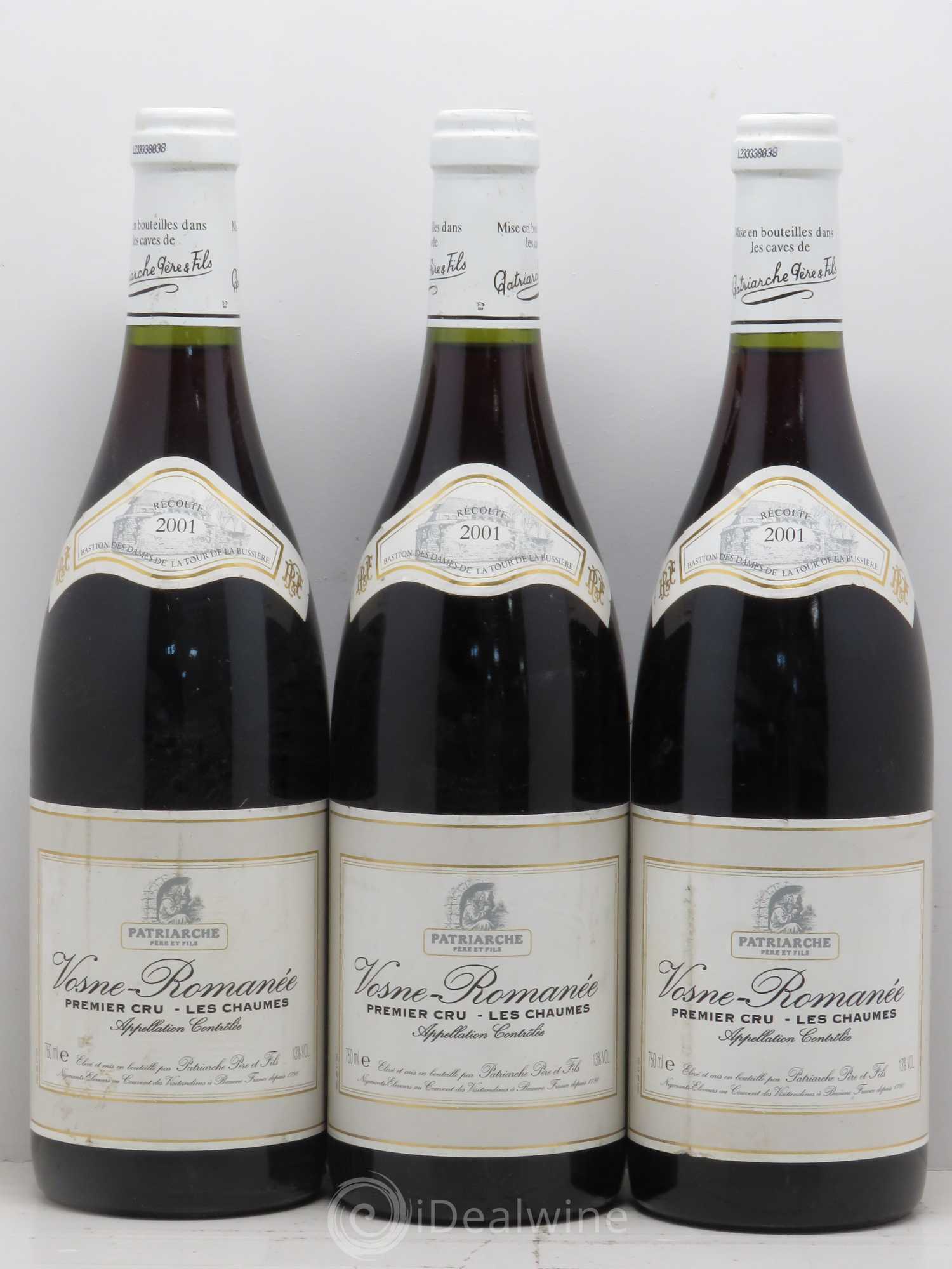Vosne-Romanée 1er Cru Les Chaumes Patriarche 2001 - Posten von 3 Flaschen - 0