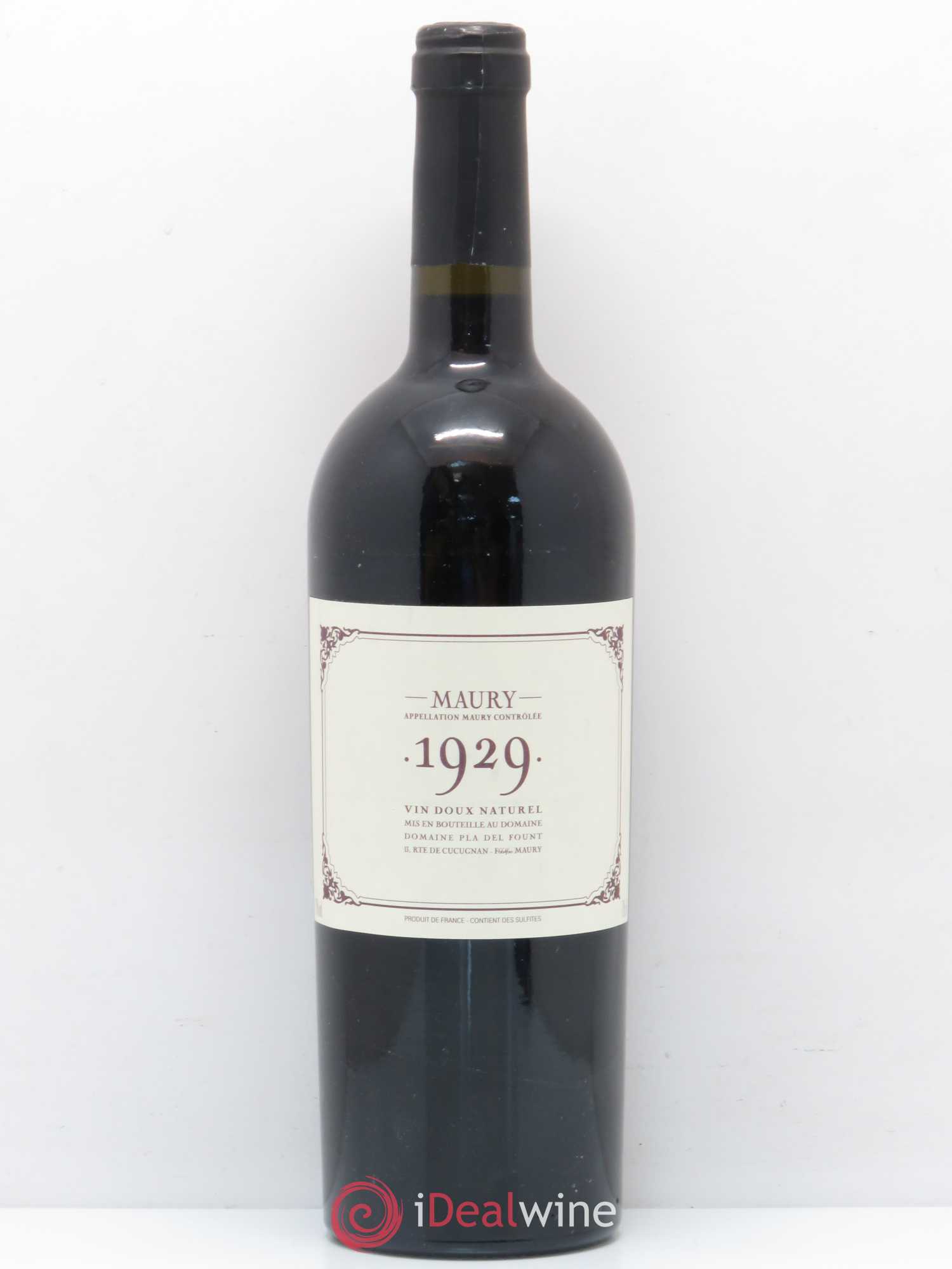 Maury Vin Doux Naturel Dom Pla Del Fount 1929 - Lot de 1 bouteille - 0
