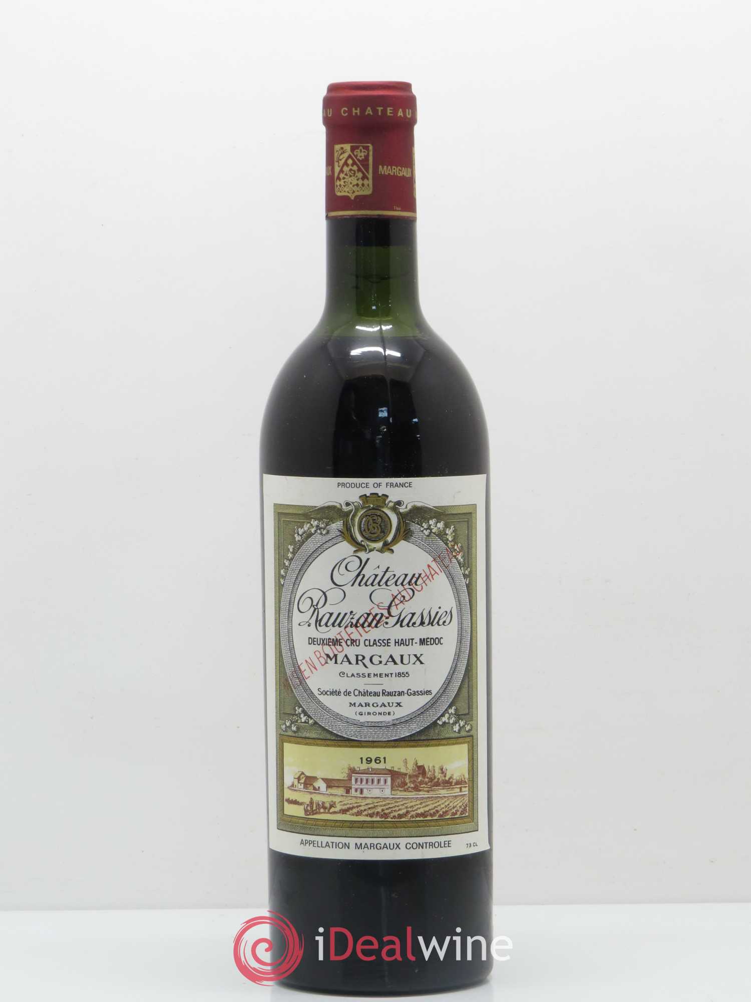 Château Rauzan-Gassies 2ème Grand Cru Classé 1961 - Lot de 1 bouteille - 0