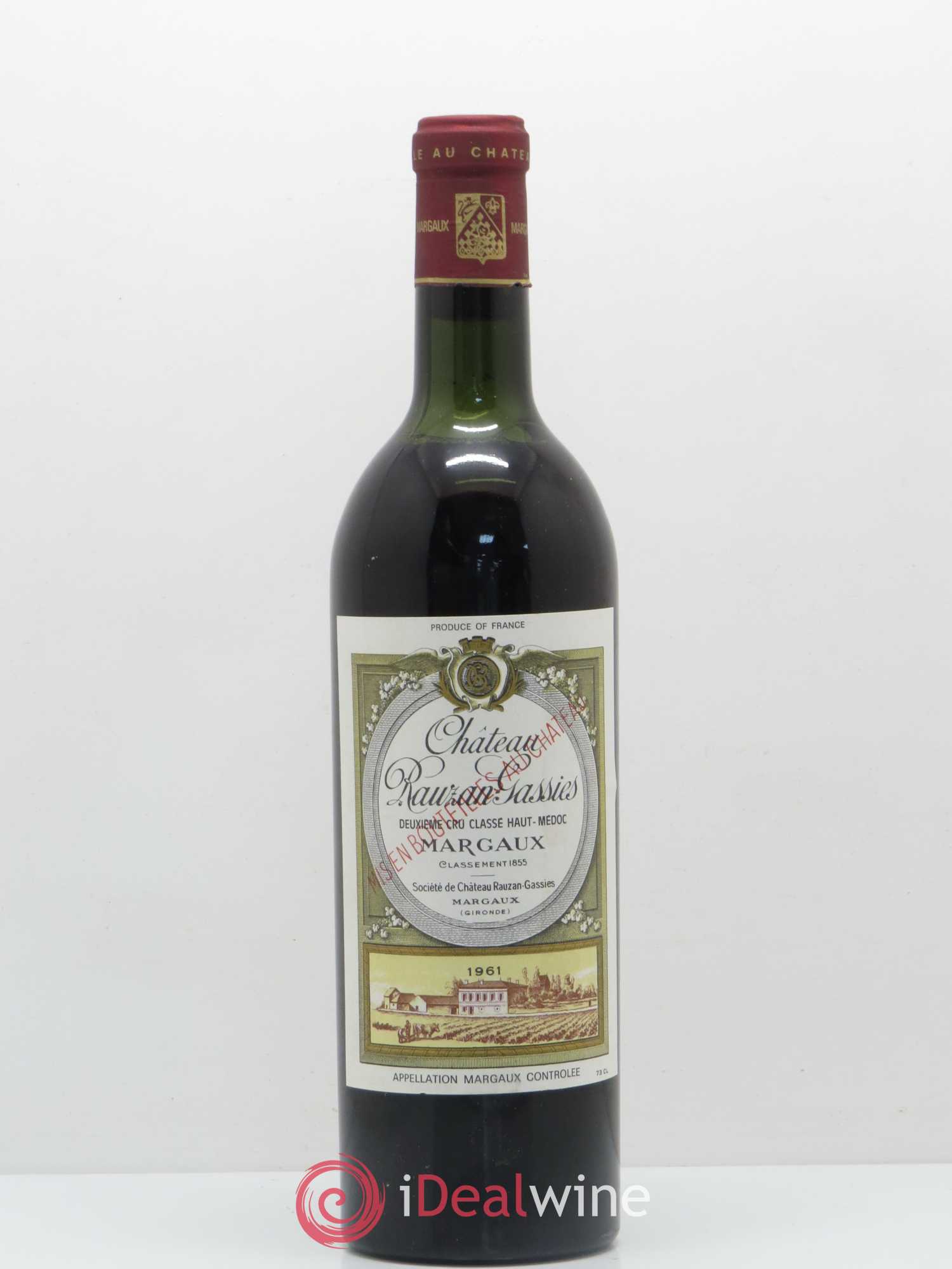 Château Rauzan-Gassies 2ème Grand Cru Classé 1961 - Lot de 1 bouteille - 0