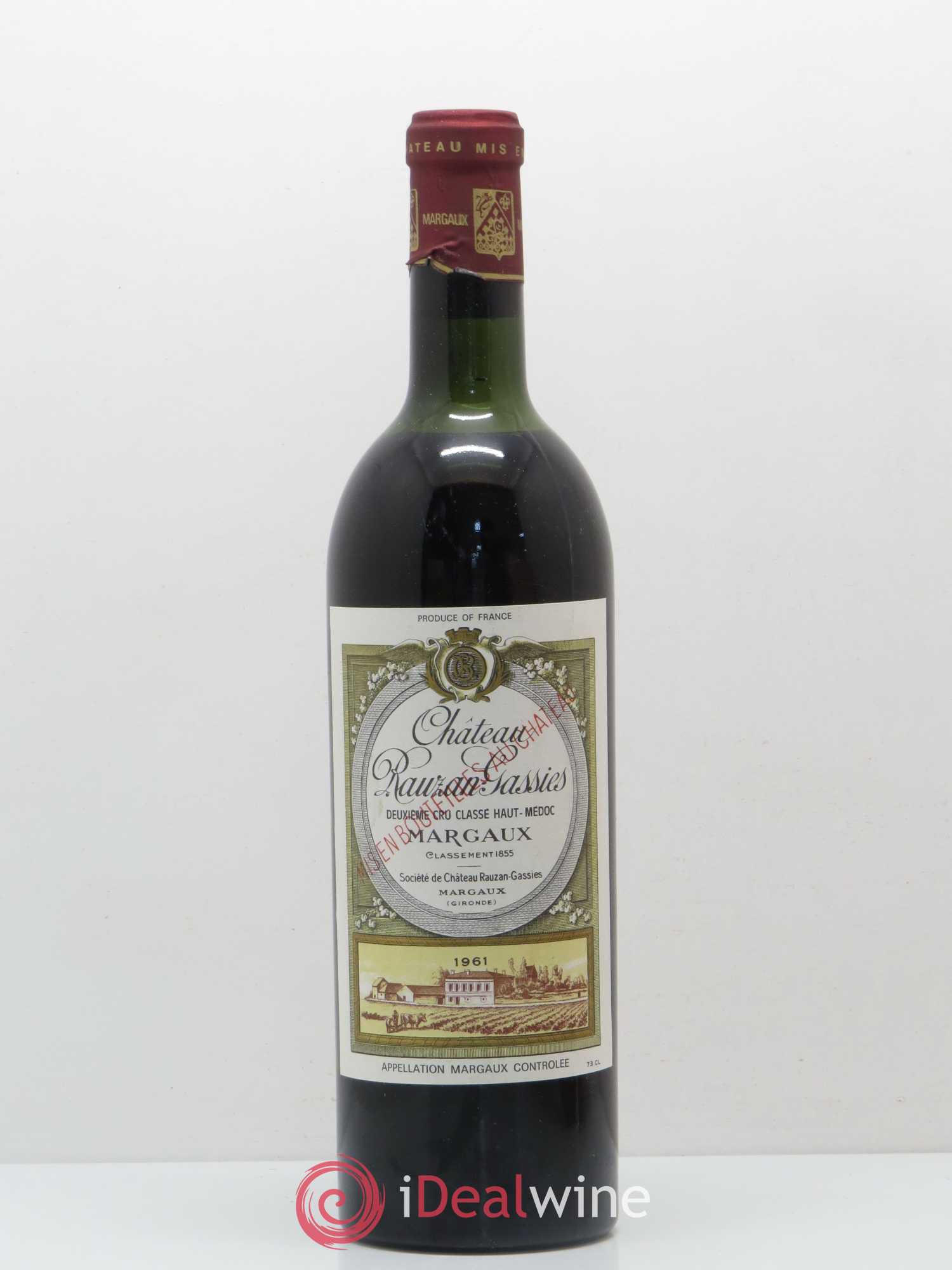 Château Rauzan-Gassies 2ème Grand Cru Classé 1961 - Lot de 1 bouteille - 0