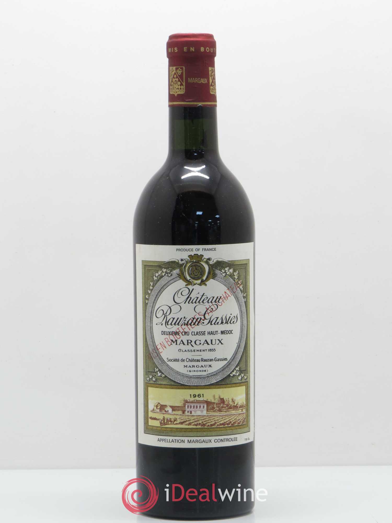 Château Rauzan-Gassies 2ème Grand Cru Classé 1961 - Lot de 1 bouteille - 0
