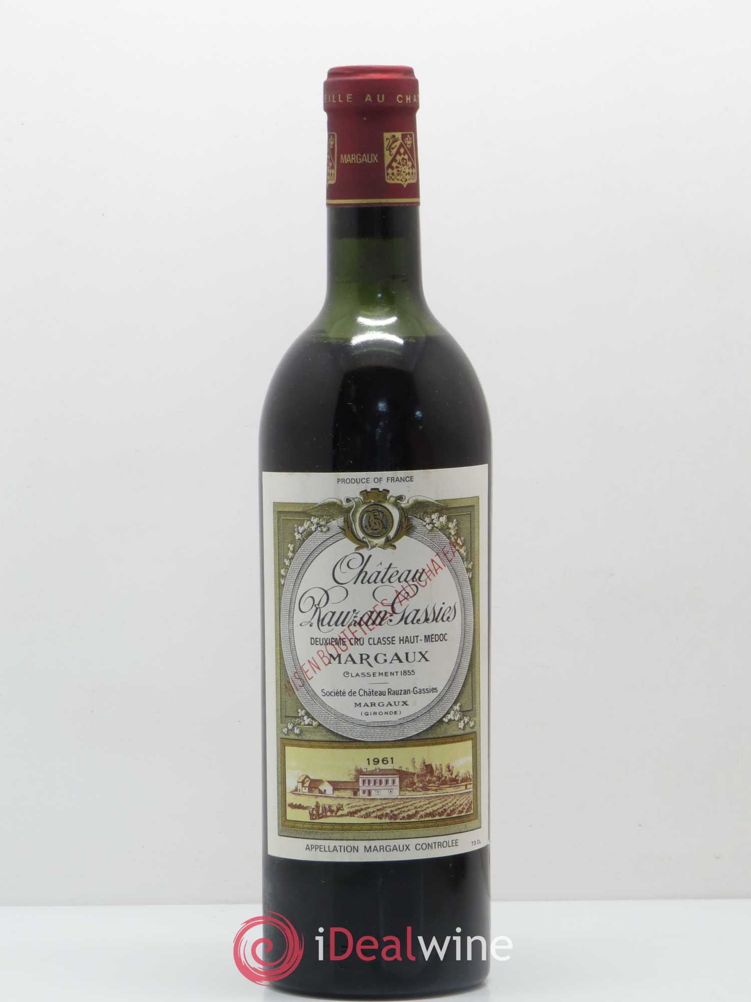 Château Rauzan-Gassies 2ème Grand Cru Classé 1961 - Lot de 1 bouteille - 0