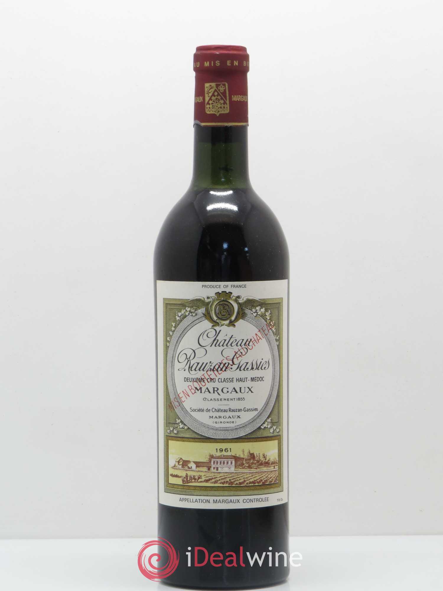 Château Rauzan-Gassies 2ème Grand Cru Classé 1961 - Lot de 1 bouteille - 0
