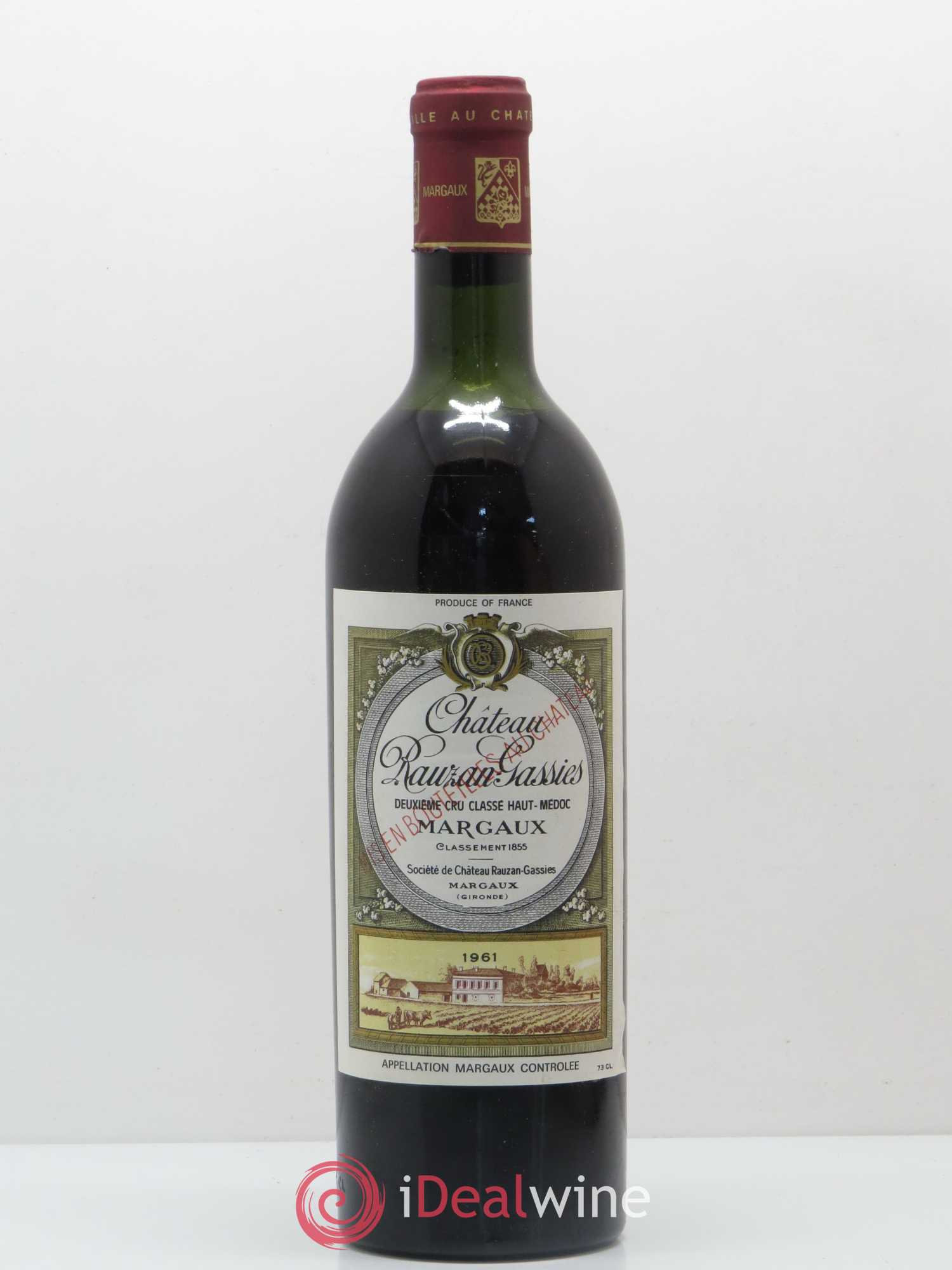 Château Rauzan-Gassies 2ème Grand Cru Classé 1961 - Lot de 1 bouteille - 0