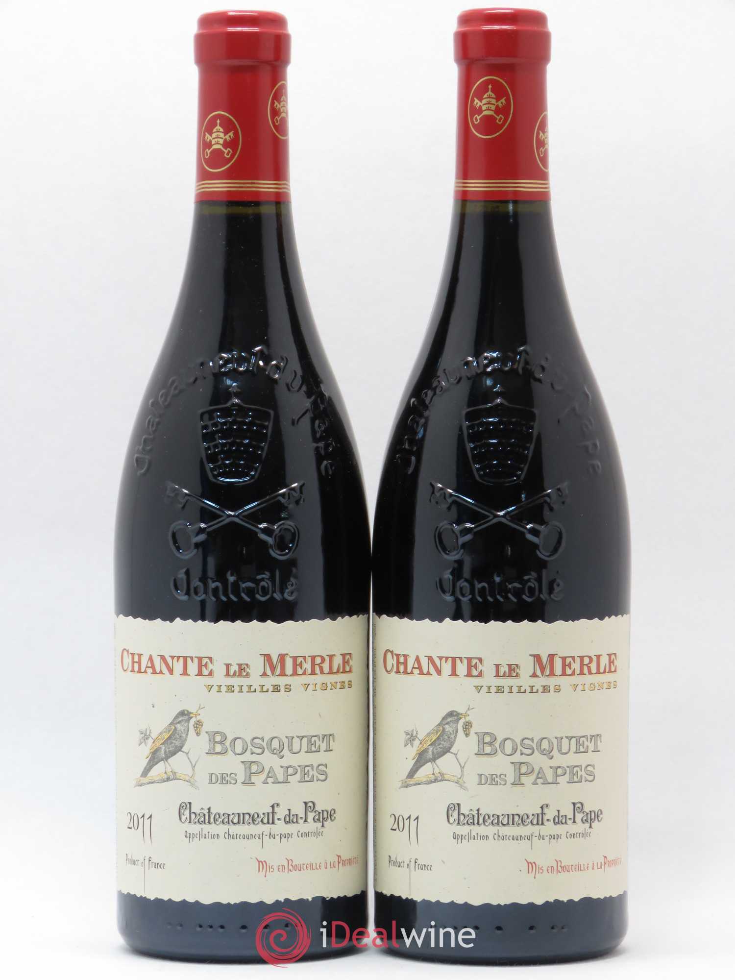 Châteauneuf-du-Pape Bosquet des Papes Chante Le Merle Vieilles Vignes Famille Boiron 2011 - Lot de 2 bouteilles - 0
