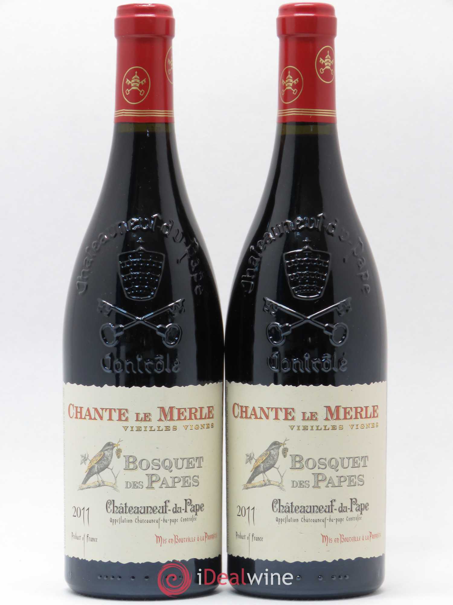 Châteauneuf-du-Pape Bosquet des Papes Chante Le Merle Vieilles Vignes Famille Boiron 2011 - Lot de 2 bouteilles - 0