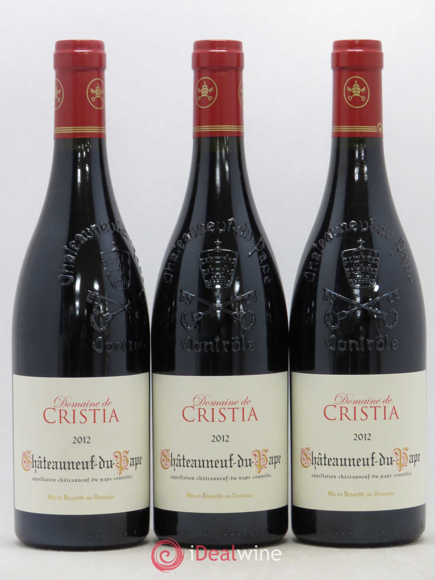 Châteauneuf-du-Pape Domaine de Cristia (sans prix de réserve) 2012 - Lot de 3 bouteilles - 0