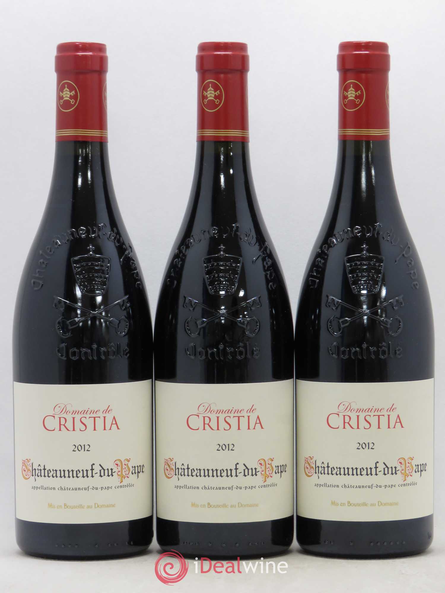 Châteauneuf-du-Pape Domaine de Cristia (sans prix de réserve) 2012 - Lot de 3 bouteilles - 0