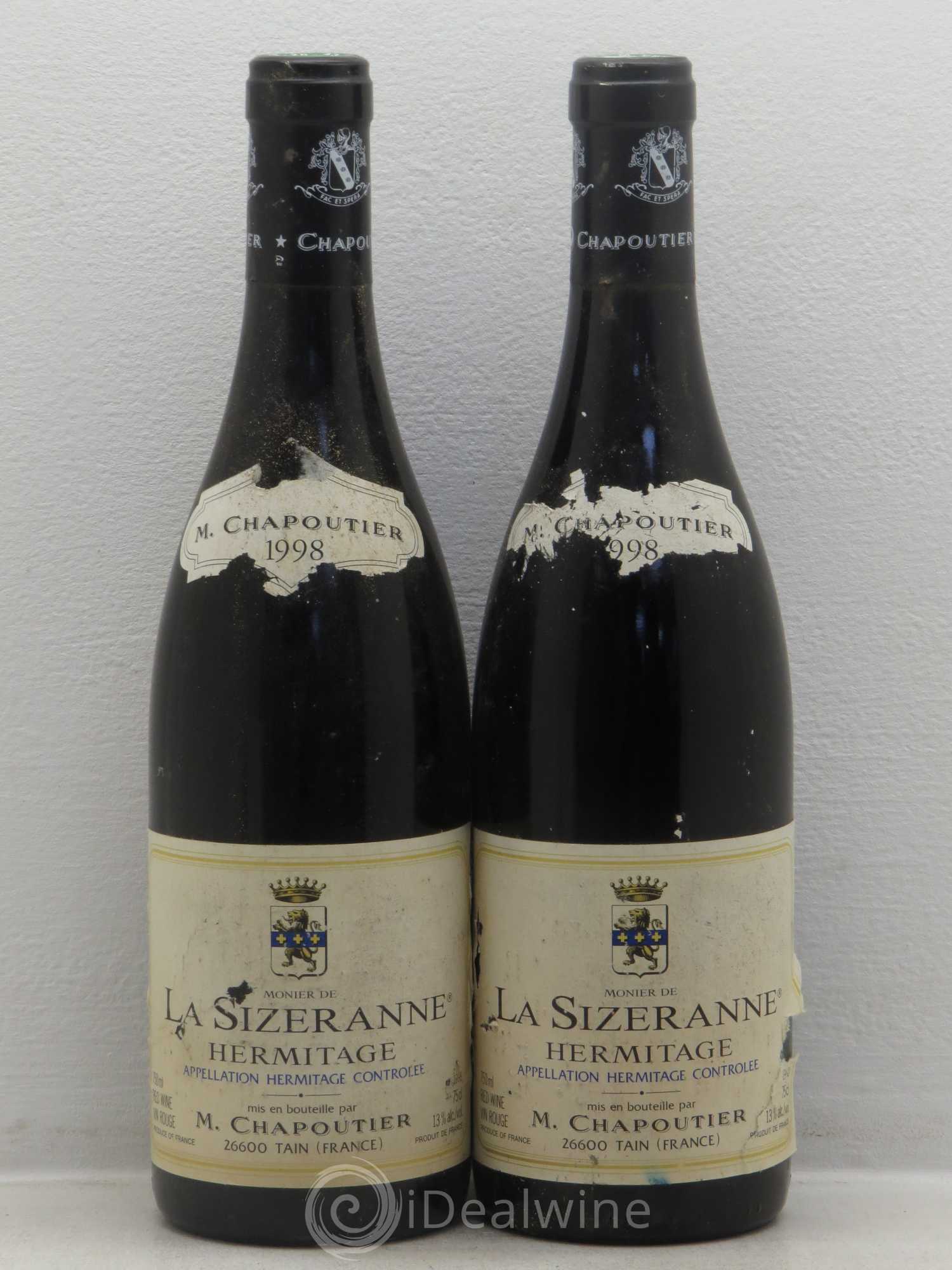 Hermitage Monier de La Sizeranne Chapoutier 1998 - Lot de 2 bouteilles - 0