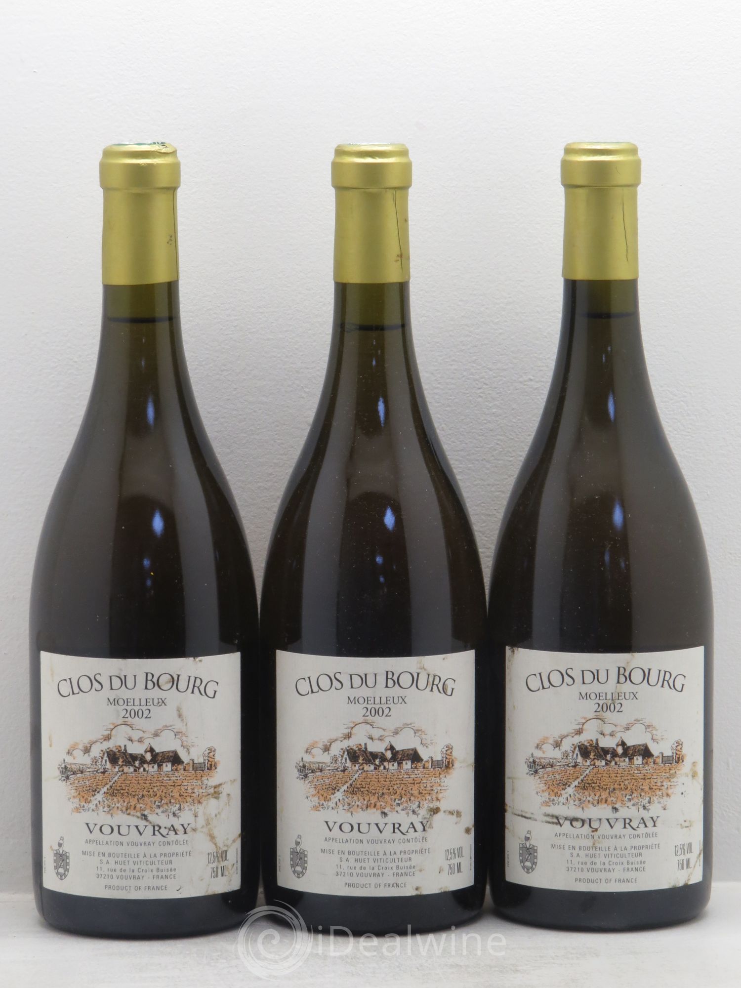 Vouvray Clos du Bourg Moelleux Domaine Huet 2002 - Lotto di 3 bottiglie - 0