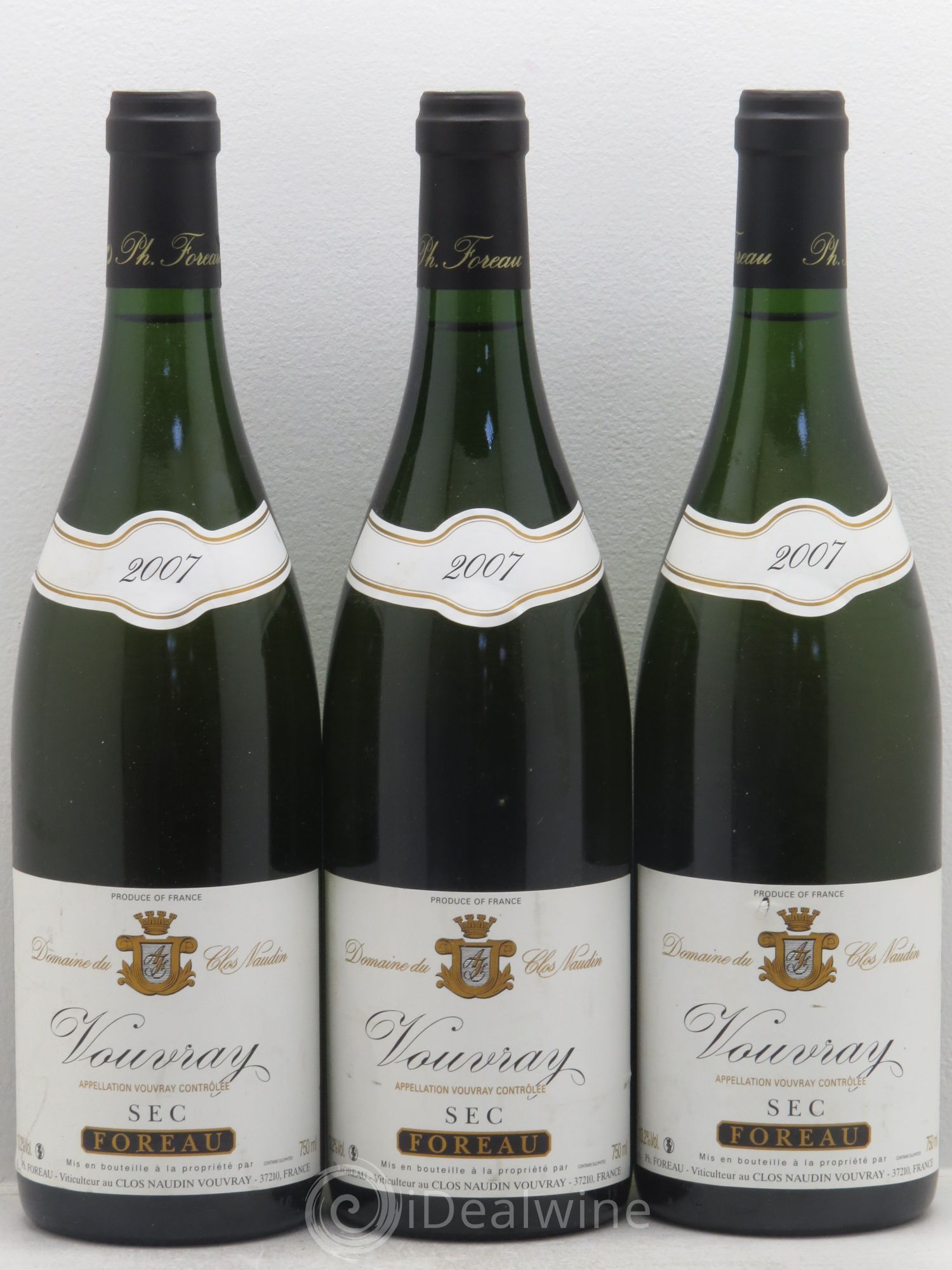 Vouvray Sec Clos Naudin - Philippe Foreau 2007 - Lot de 3 bouteilles - 0
