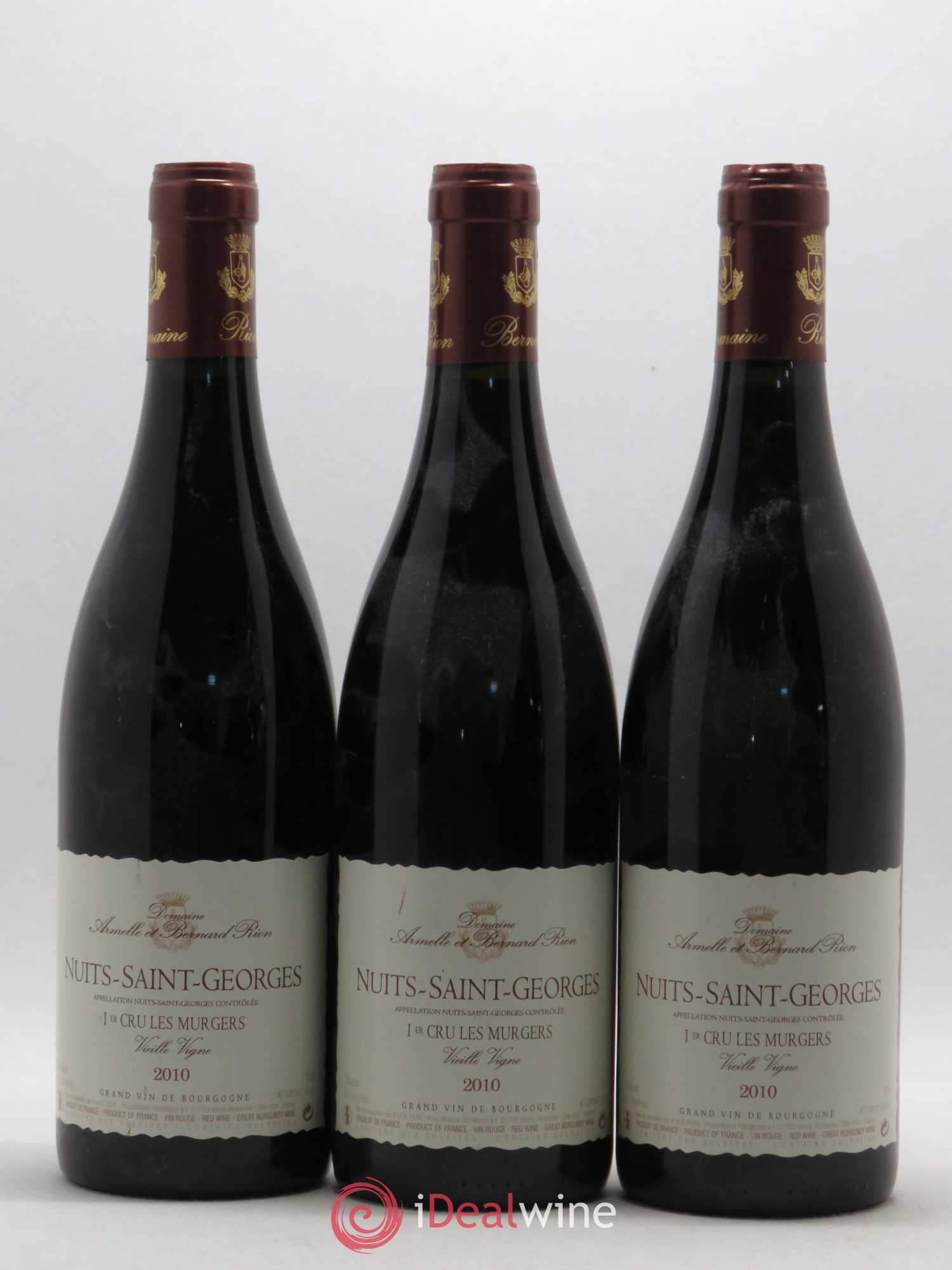 Nuits-Saint-Georges 1er Cru Les Murgers Vieille Vigne Domaine Rion 2010 - Posten von 3 Flaschen - 0