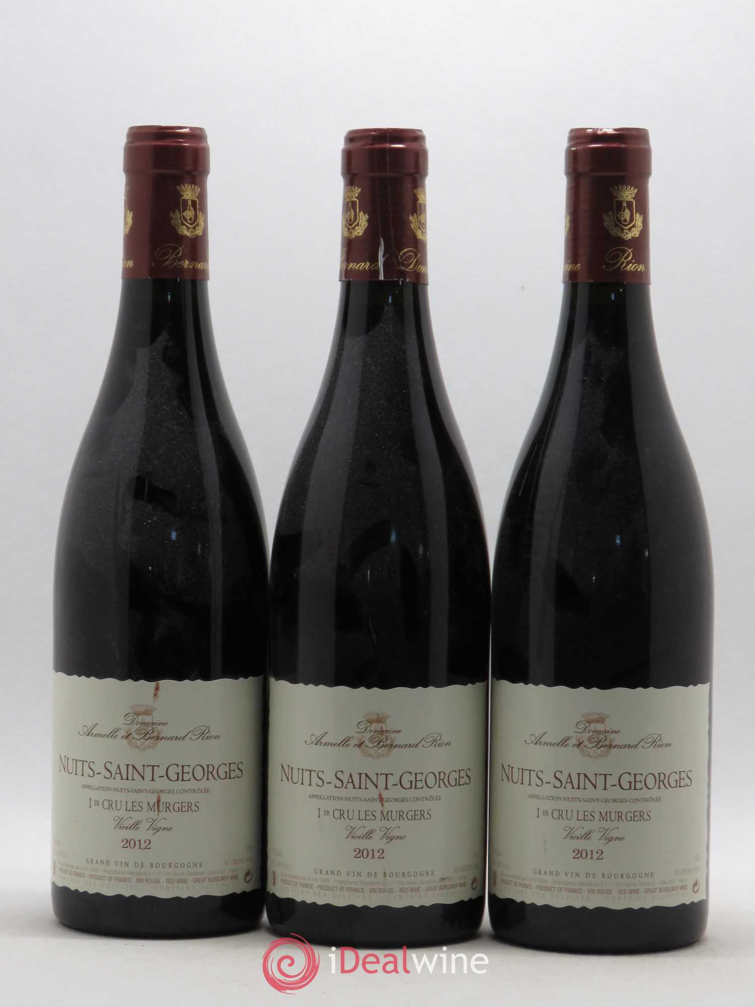 Nuits-Saint-Georges 1er Cru Les Murgers Vieille Vigne Domaine Rion 2012 - Posten von 3 Flaschen - 0