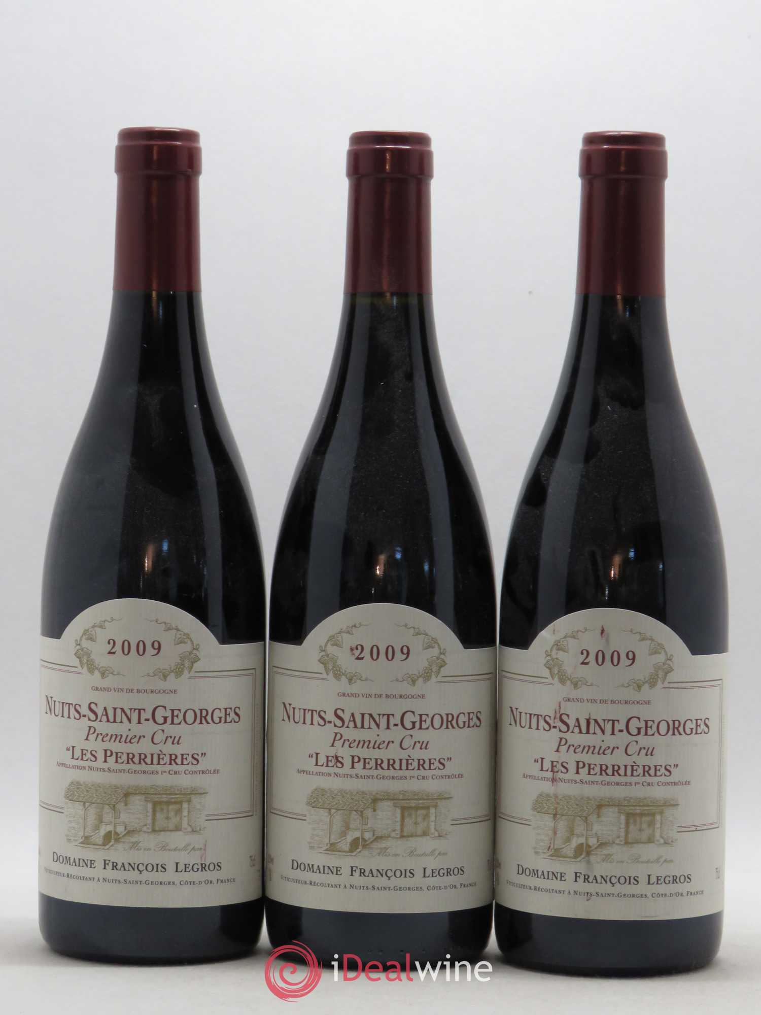 Nuits-Saint-Georges 1er Cru Les Perrières Domaine Legros 2009 - Lotto di 3 bottiglie - 0