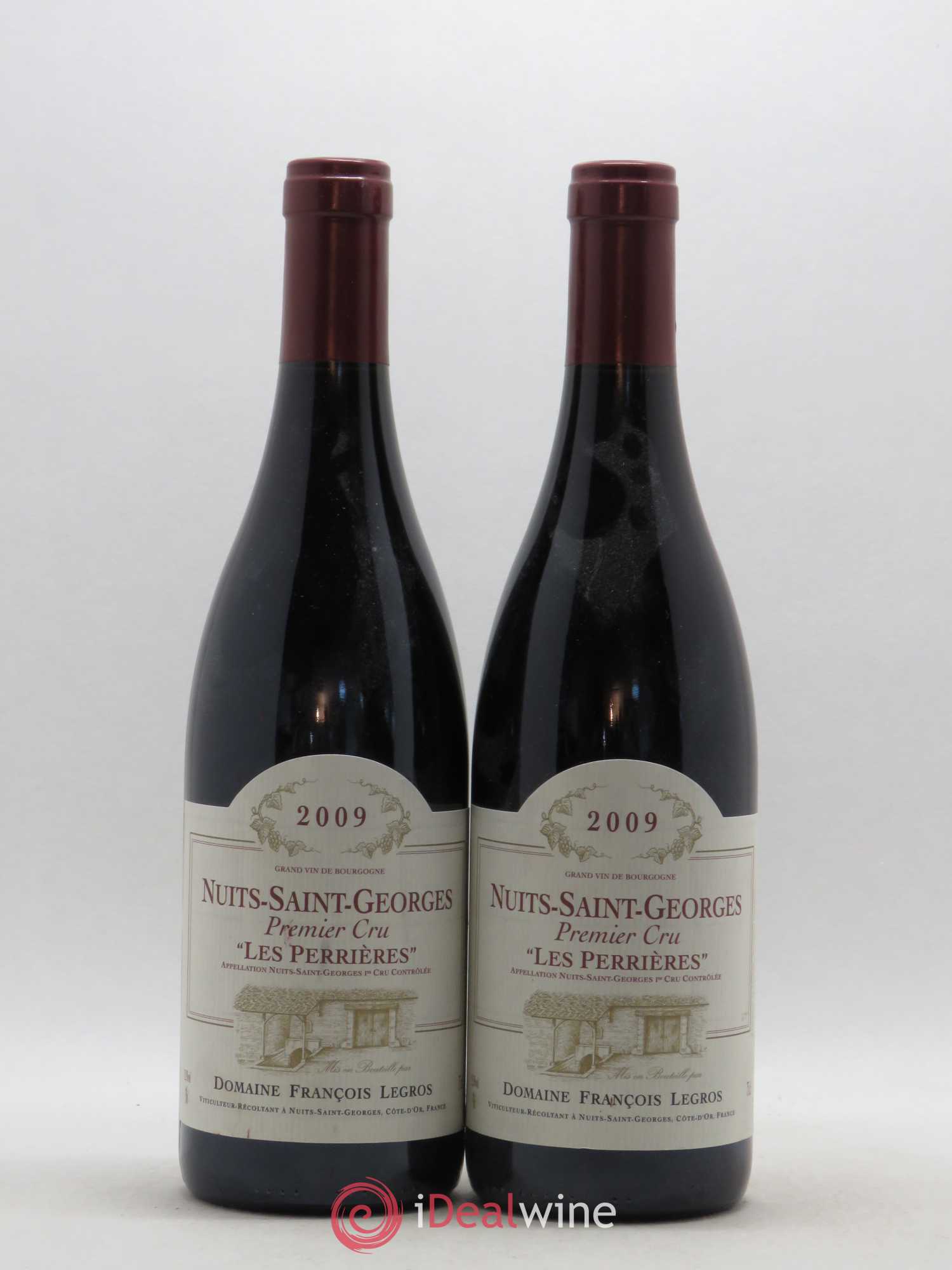 Nuits-Saint-Georges 1er Cru Les Perrières Domaine Legros (sans prix de réserve) 2009 - Lotto di 2 bottiglie - 0