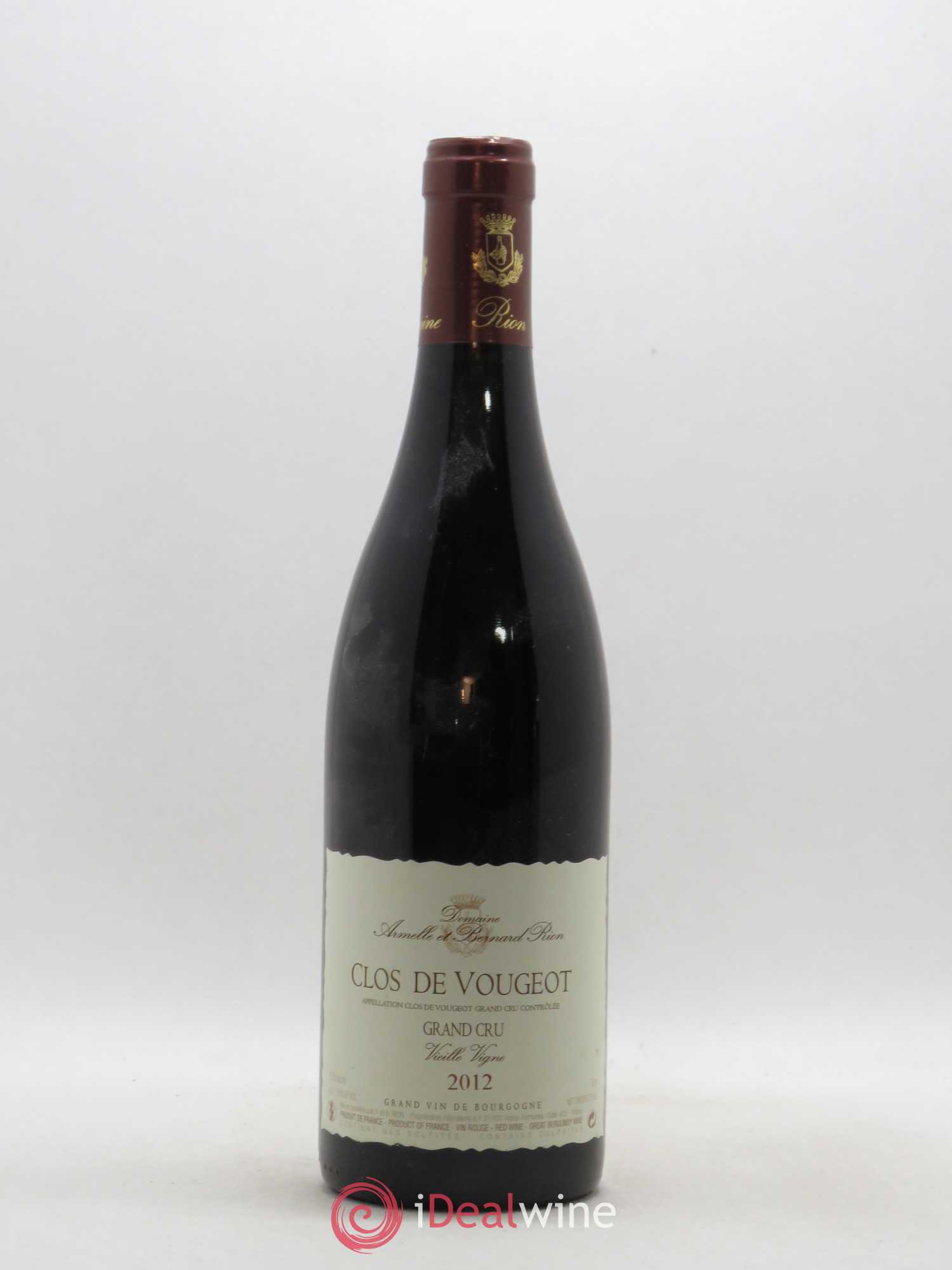 Clos de Vougeot Grand Cru Vieille Vigne Domaine Rion 2012 - Lot de 1 bouteille - 0
