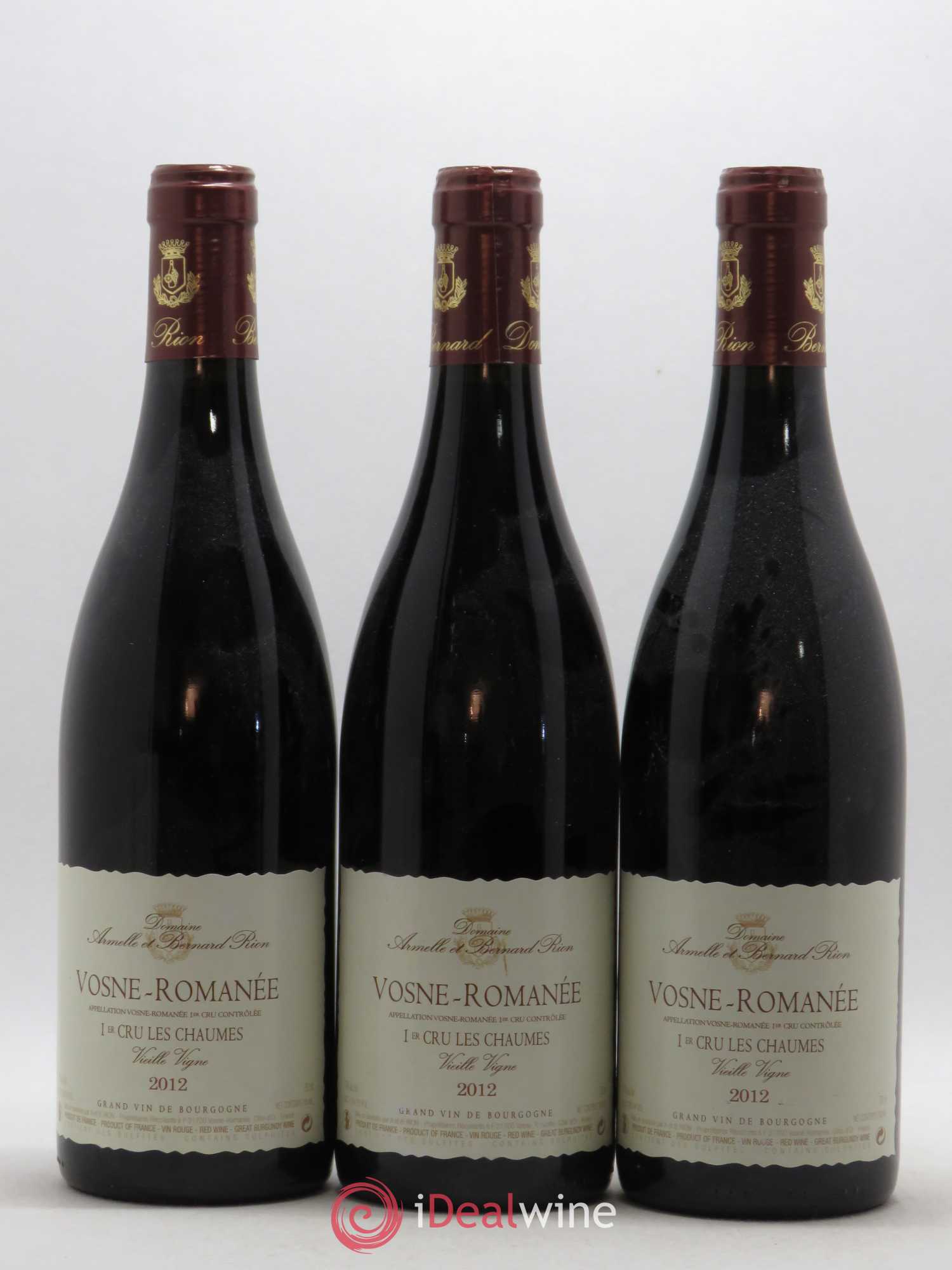Vosne-Romanée 1er Cru Les Chaumes Vieille Vigne Domaine Rion (sans prix de réserve) 2012 - Posten von 3 Flaschen - 0