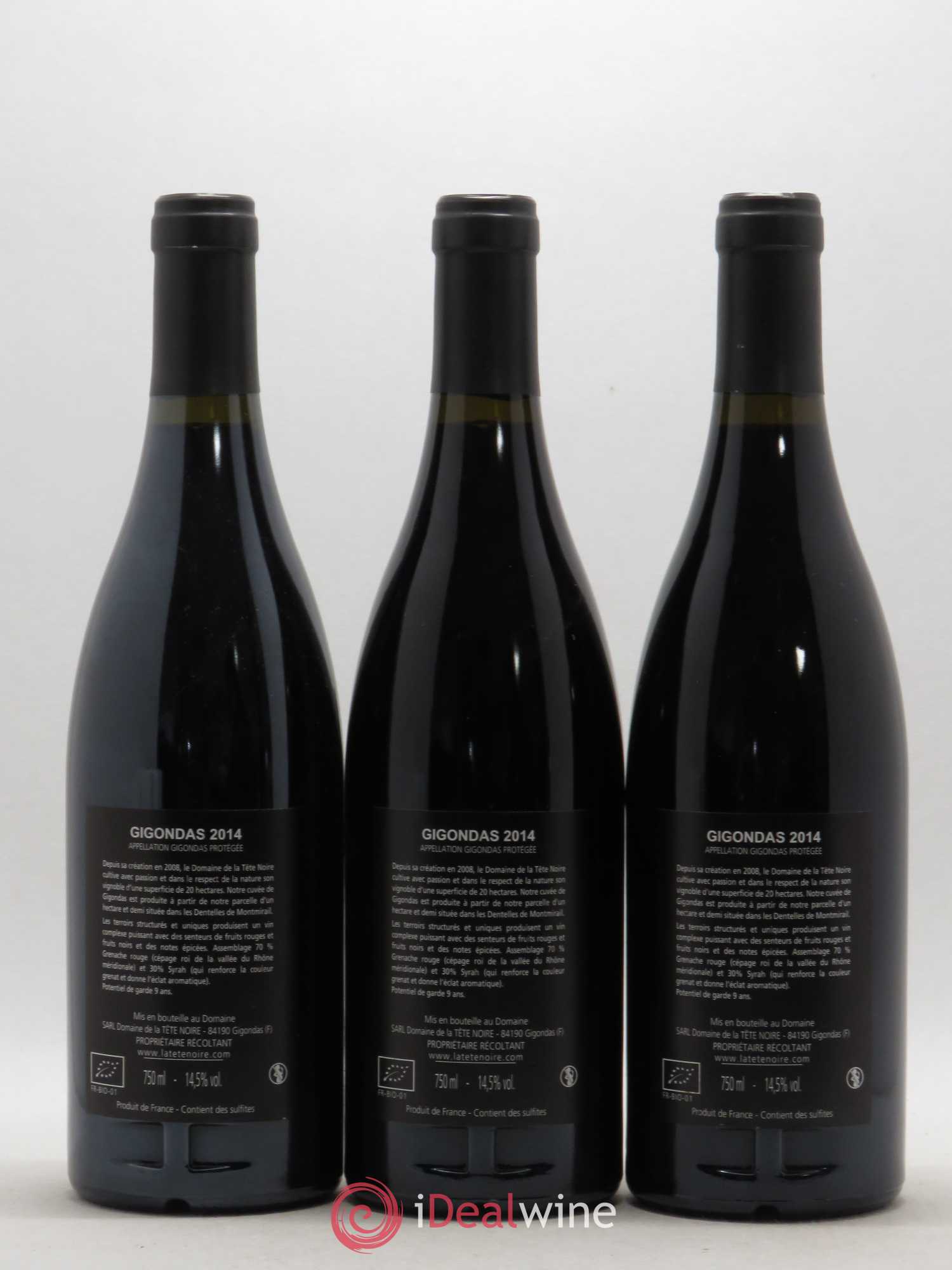 Gigondas Tête Noire (no reserve) 2014 - Lot of 3 bottles - 1