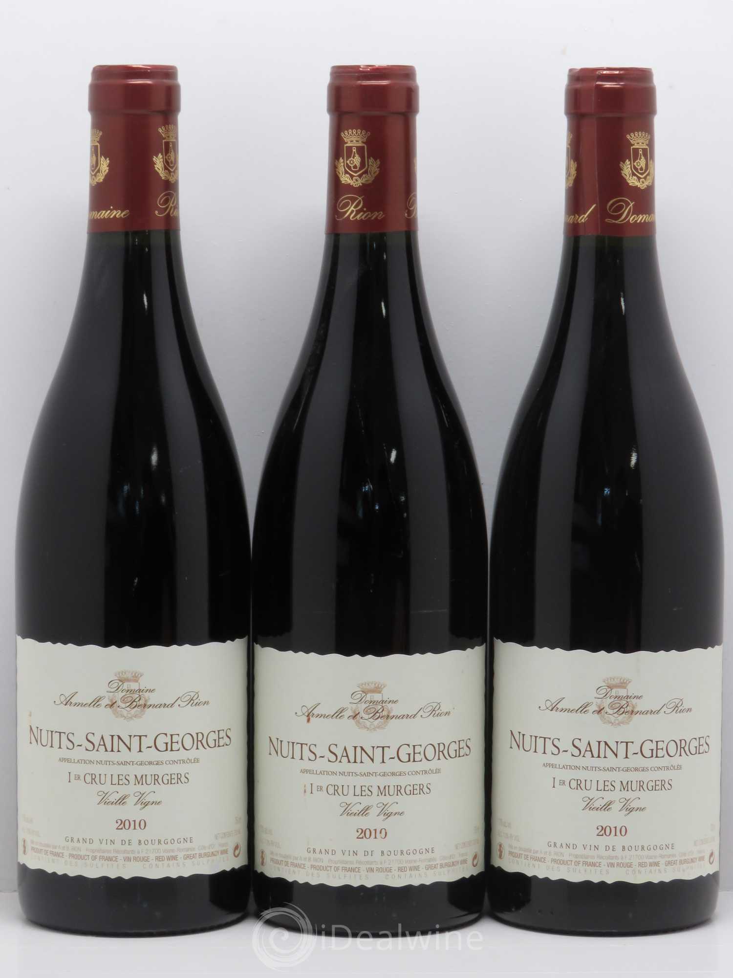 Nuits-Saint-Georges Les Murgers vieilles vignes - Bernard Rion 2010 - Posten von 3 Flaschen - 0
