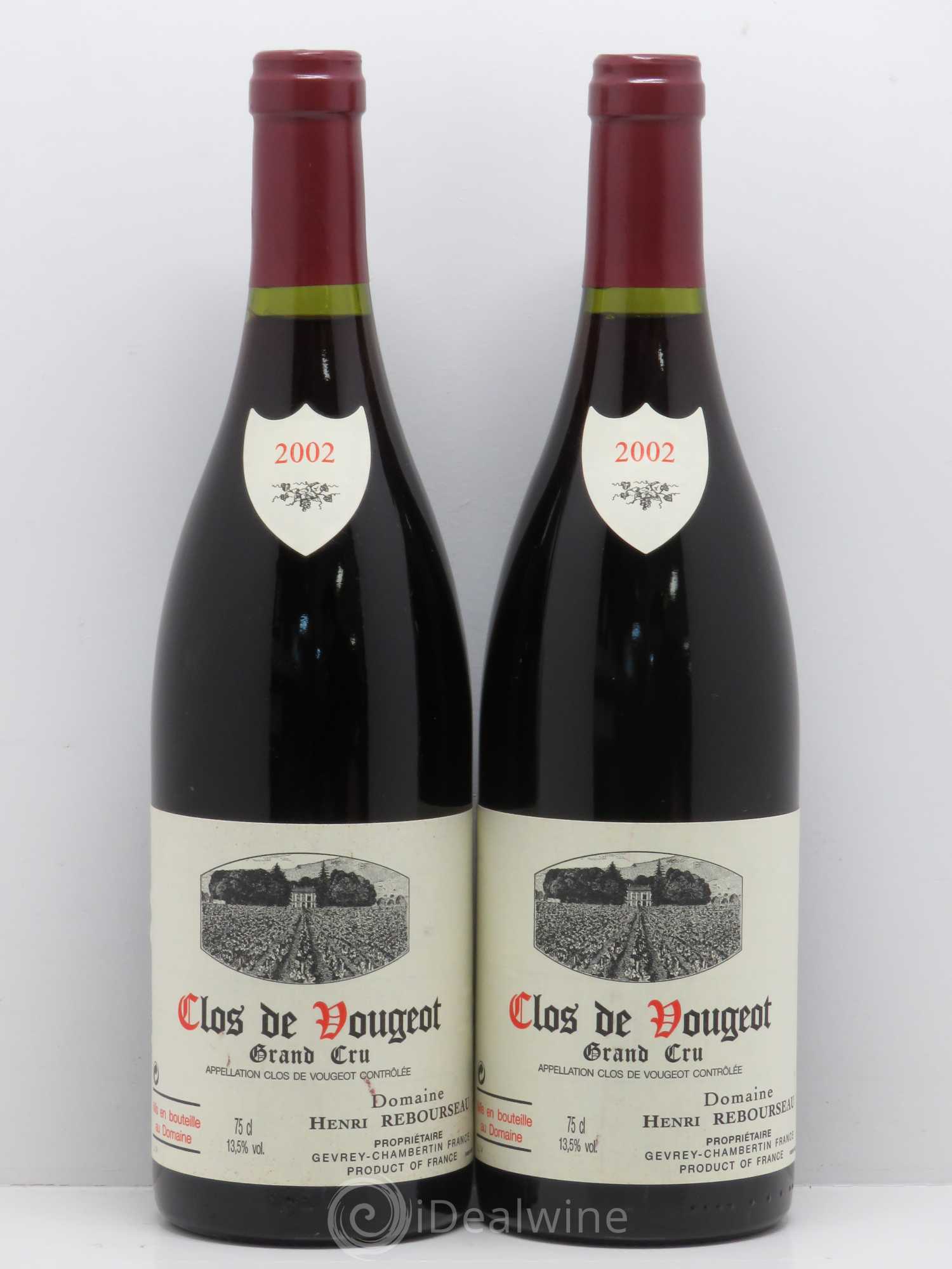 Clos de Vougeot Grand Cru Henri Rebourseau (Domaine) 2002 - Lot de 2 bouteilles - 0