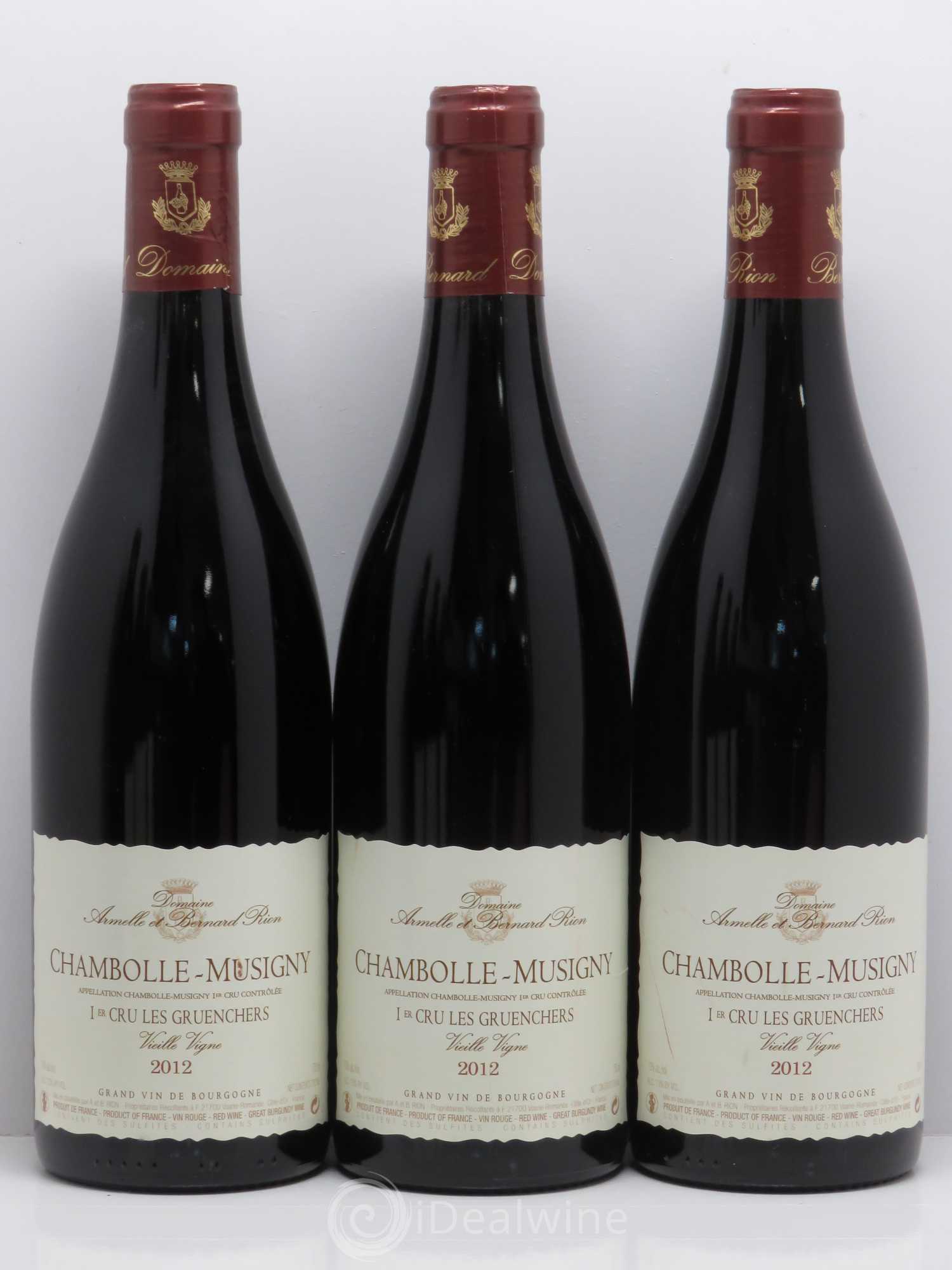 Chambolle-Musigny 1er Cru Les Gruenchers Vieilles Vignes - Bernard Rion (sans prix de réserve) 2012 - Posten von 6 Flaschen - 1