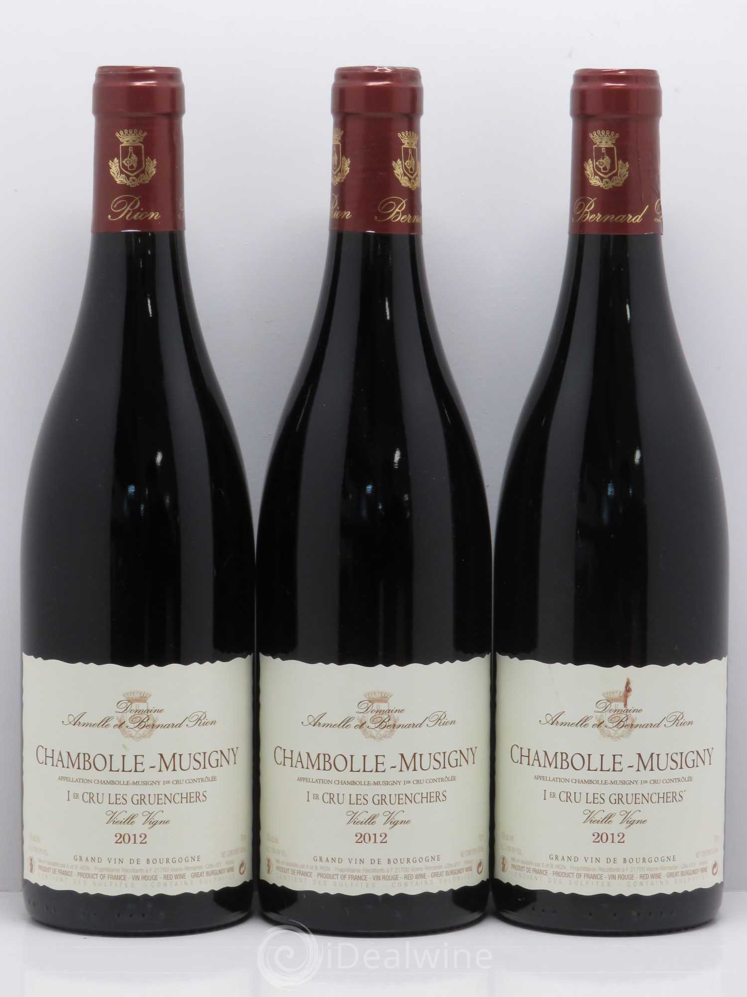 Chambolle-Musigny 1er Cru Les Gruenchers Vieilles Vignes - Bernard Rion (sans prix de réserve) 2012 - Posten von 6 Flaschen - 2