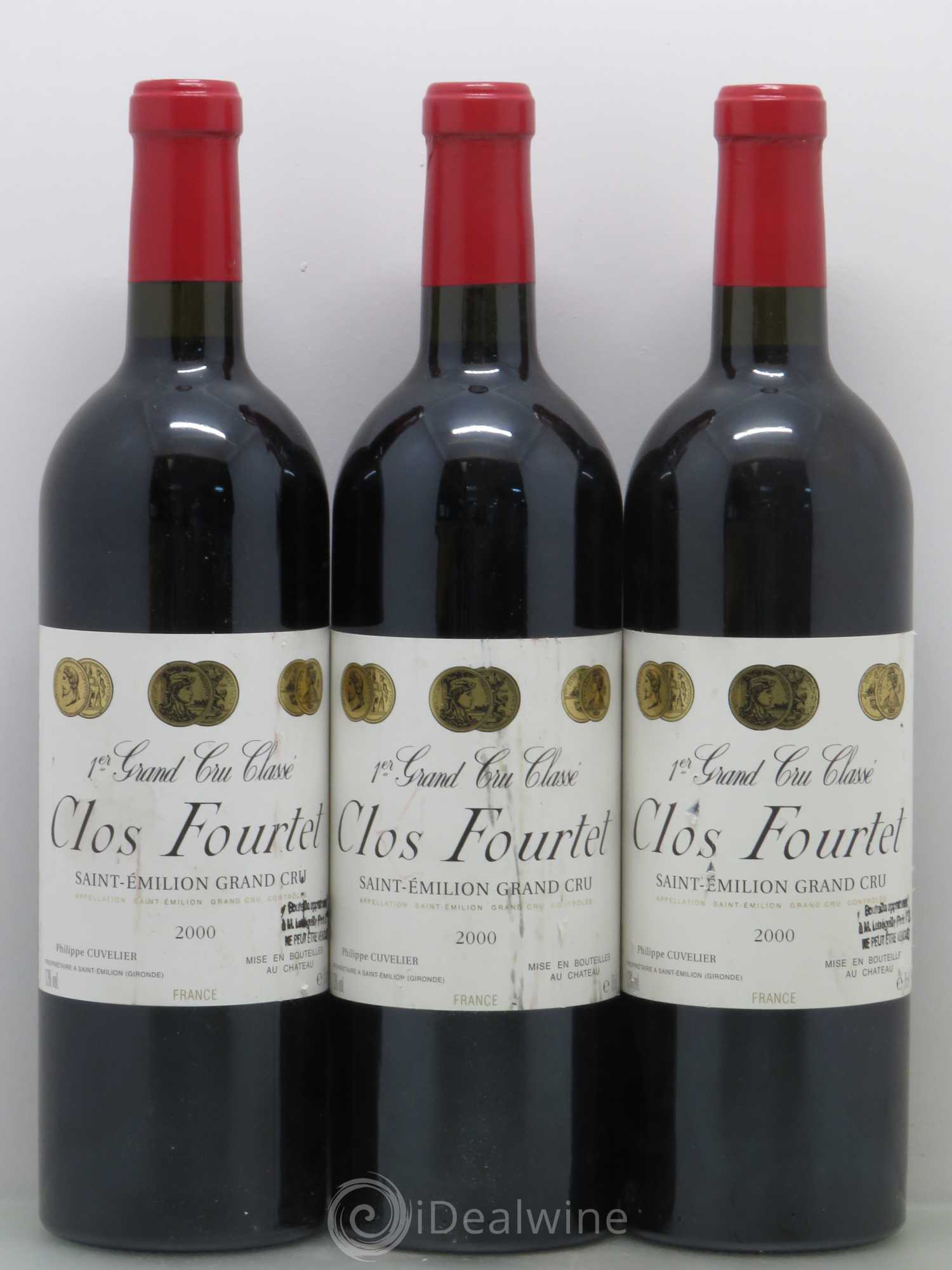 Clos Fourtet 1er Grand Cru Classé B 2000 - Lot de 3 bouteilles - 0