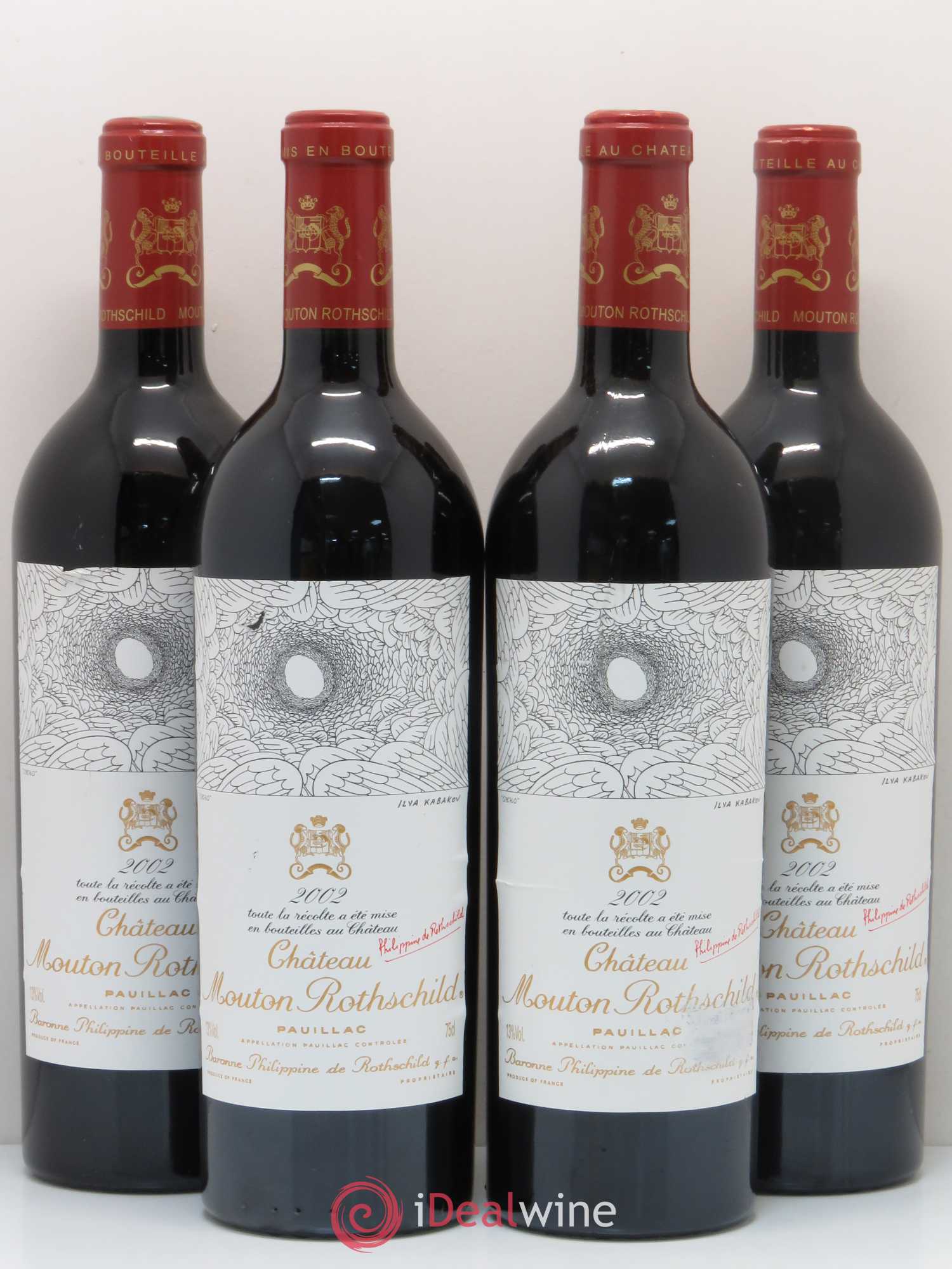 Château Mouton Rothschild 1er Grand Cru Classé 2002 - Lot de 4 bouteilles - 0