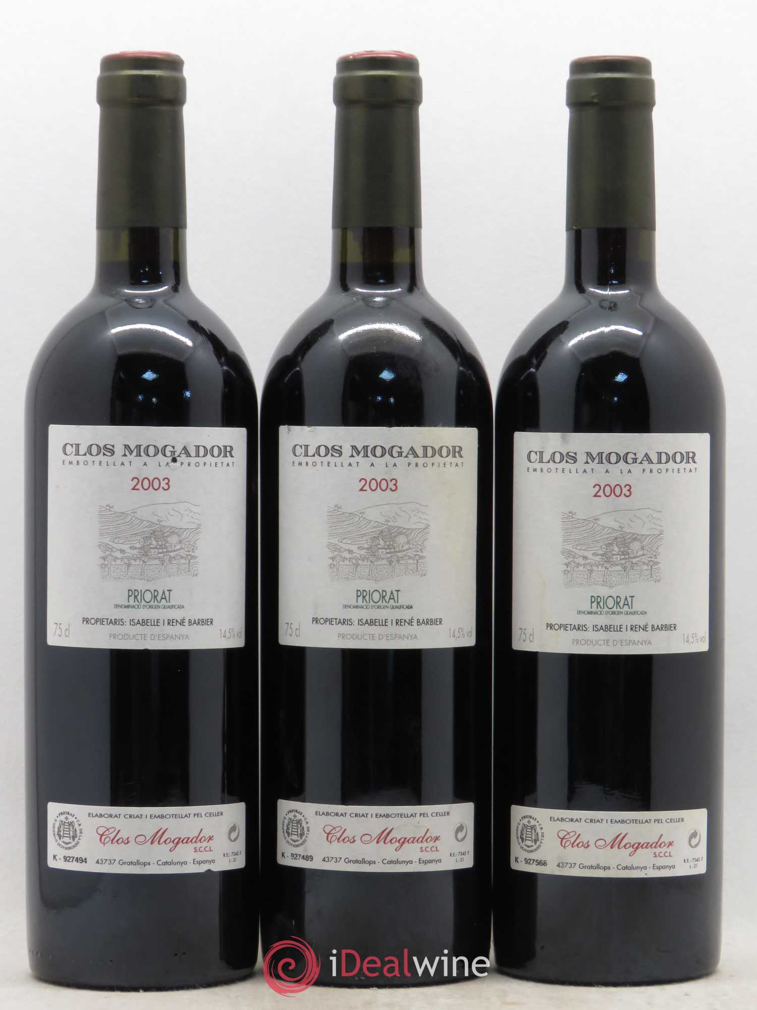 Priorat Clos Mogador DOCA René Barbier 2003 - Posten von 3 Flaschen - 0